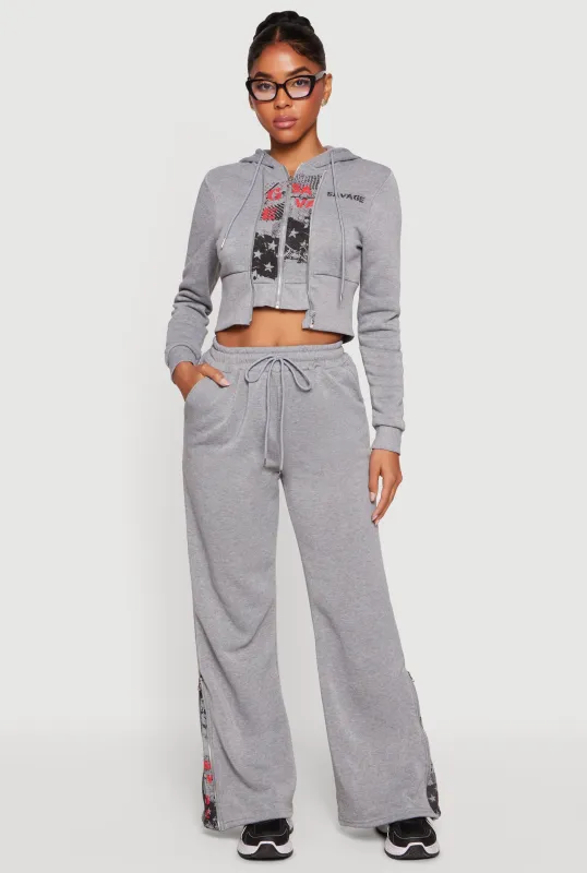 Savage Graphic Zip Hem Boot Cut Sweatpants made by Rainbow