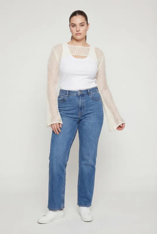 Plus Size Crochet Long Sleeve Shrug made by Rainbow