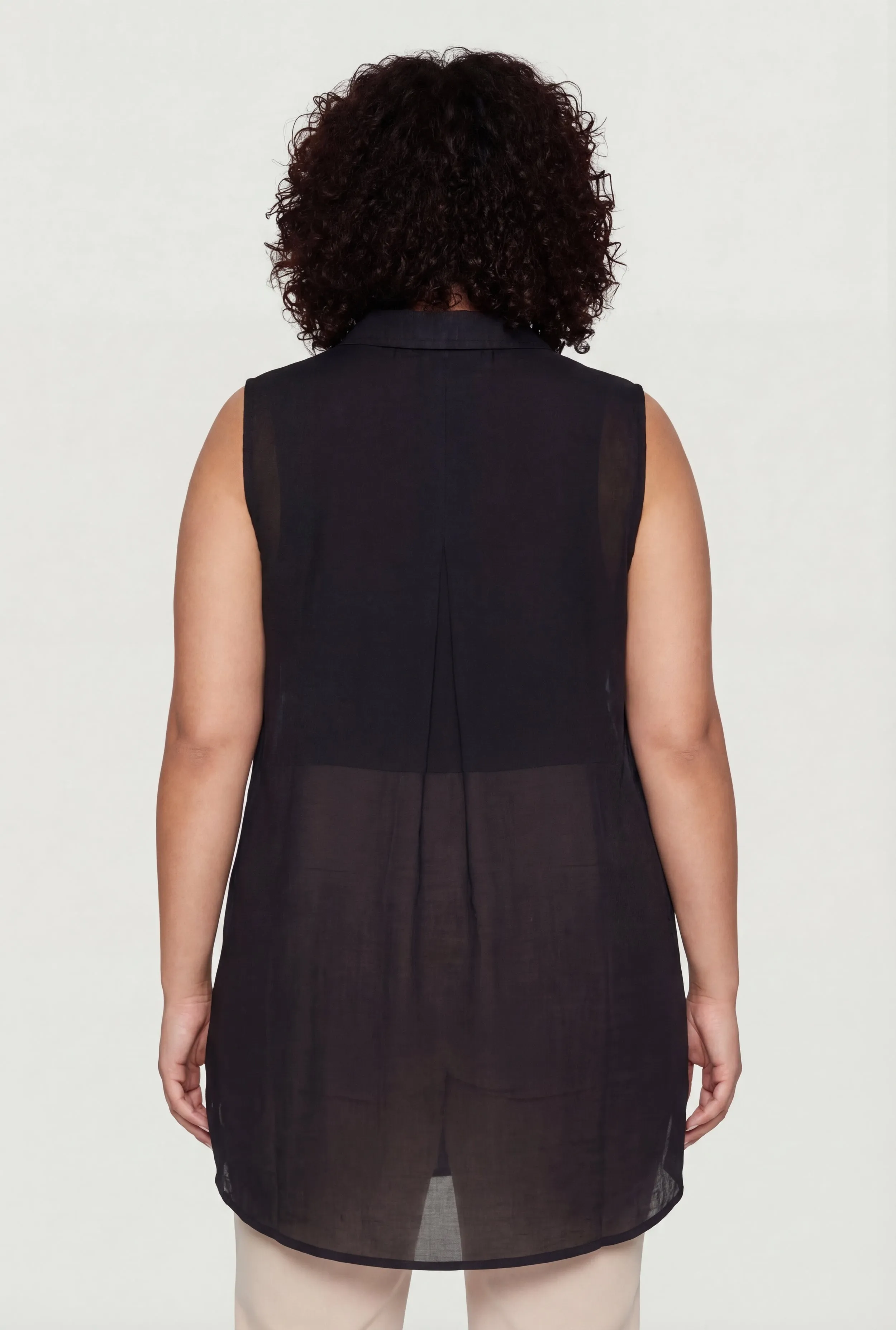 Sleeveless Button Front Collared Tunic Blouse sold by Rainbow product image thumbnail 5