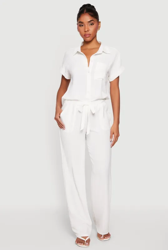 Crepe Knit Paper Bag Waist Dress Pants sold by Rainbow