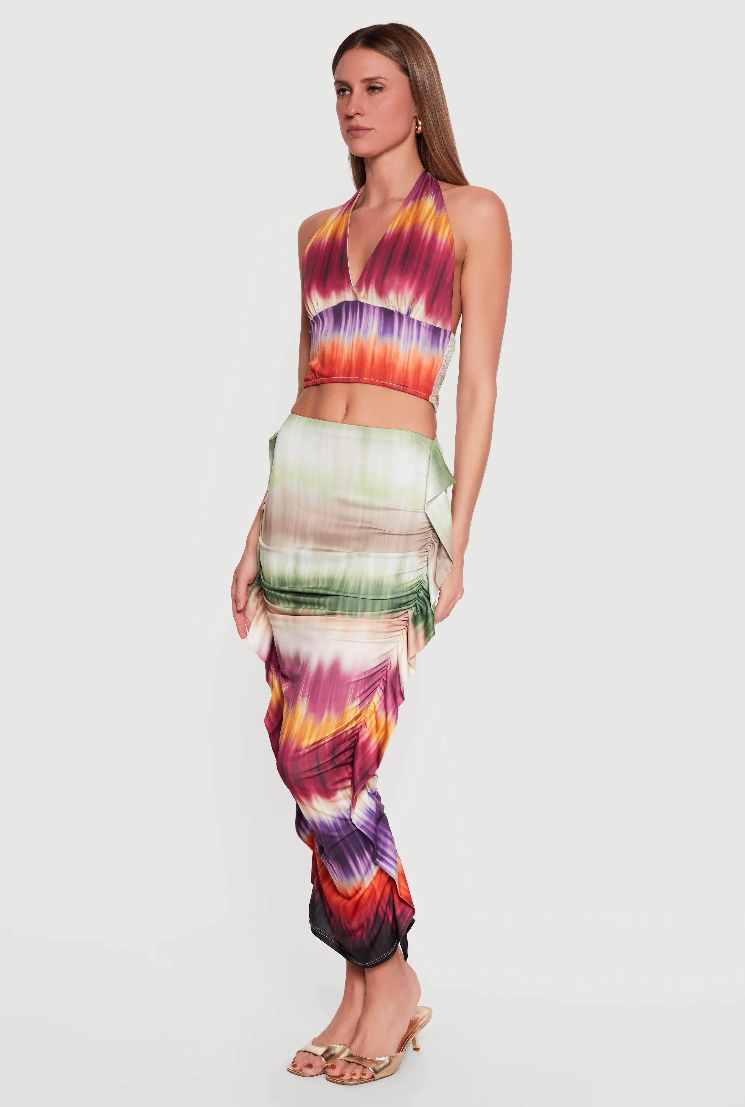 Ruched Midi Skirt with Side Ruffles sold by Rainbow product image thumbnail 2