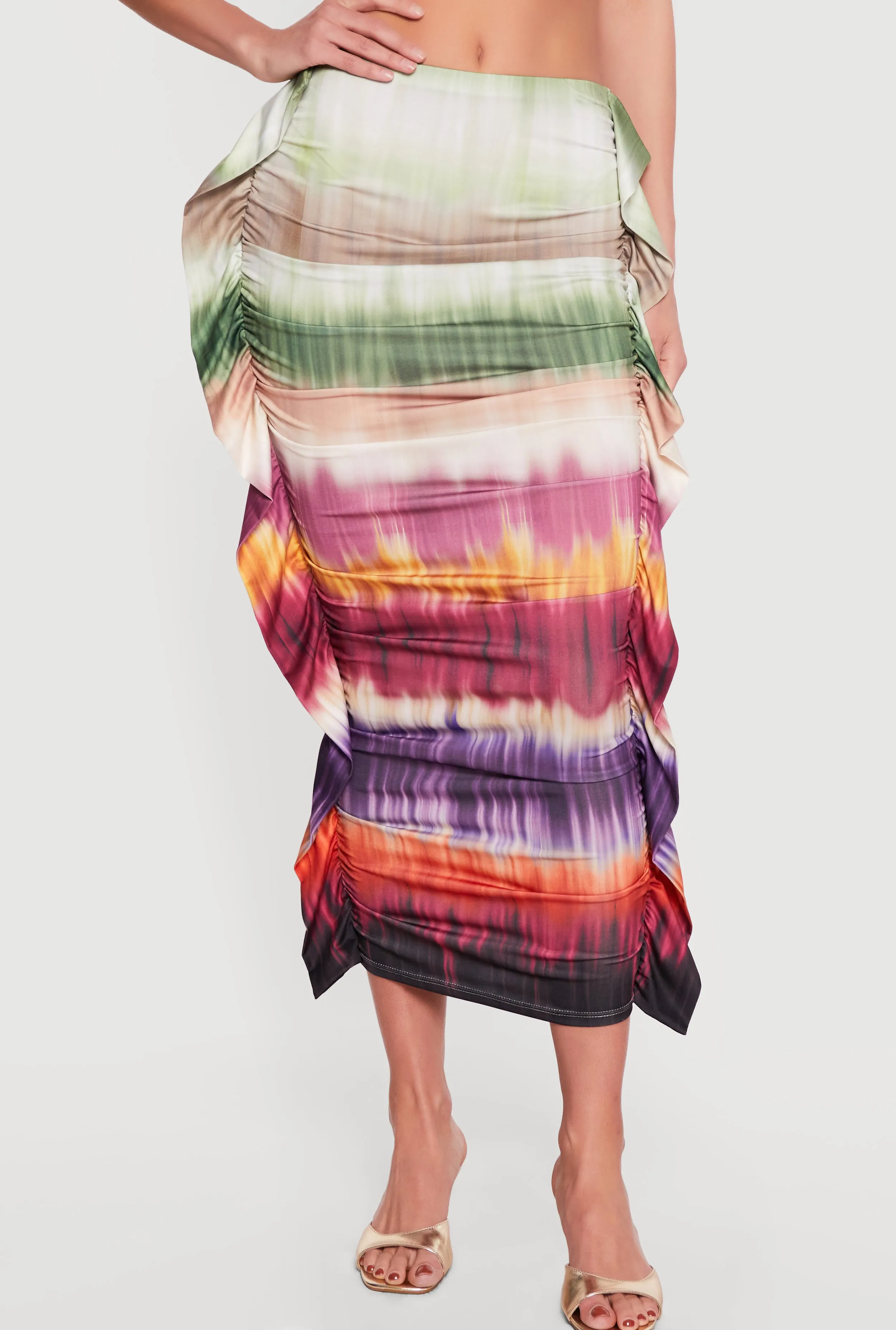 Ruched Midi Skirt with Side Ruffles sold by Rainbow product image thumbnail 3