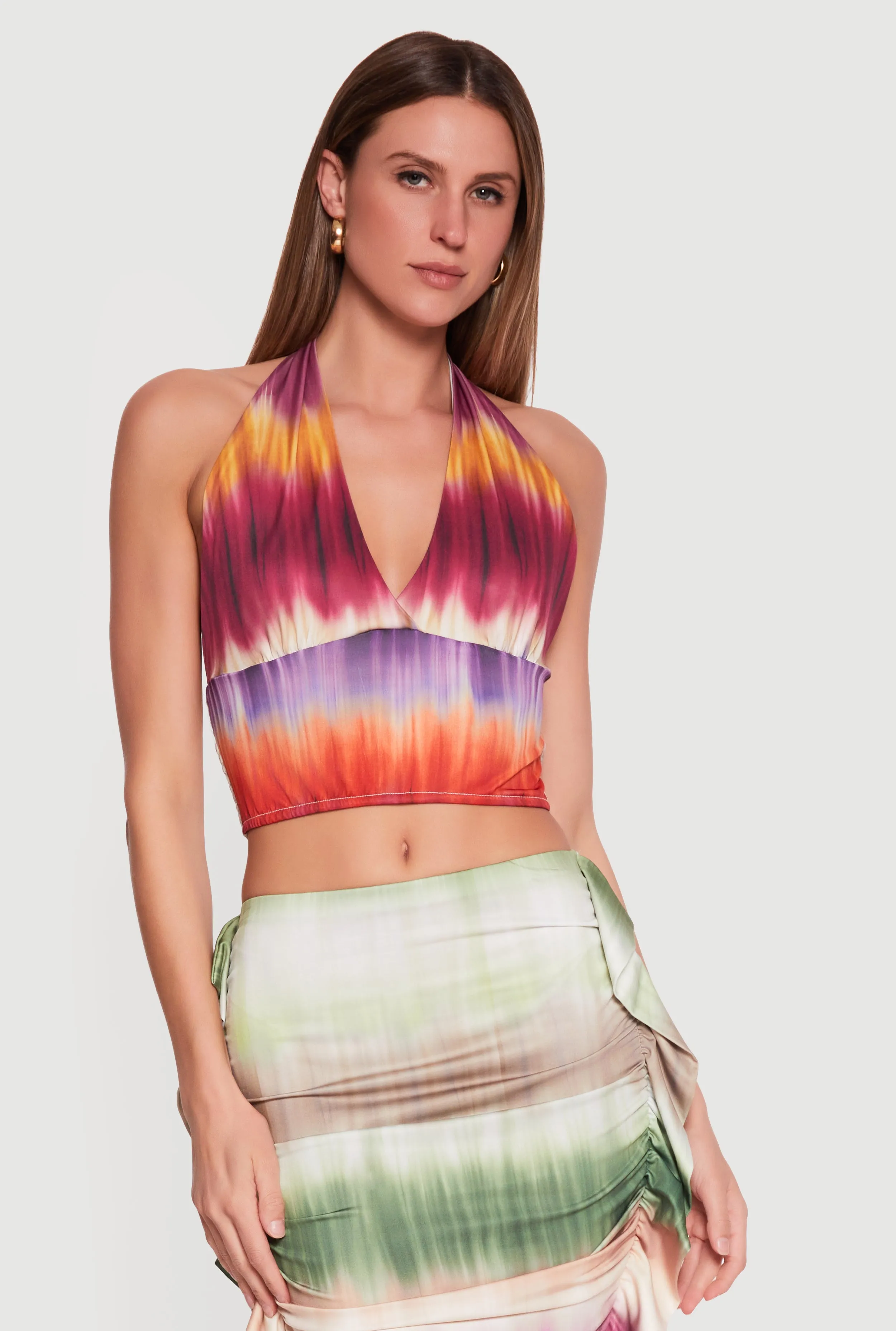 Smocked Back Halter Crop Top sold by Rainbow