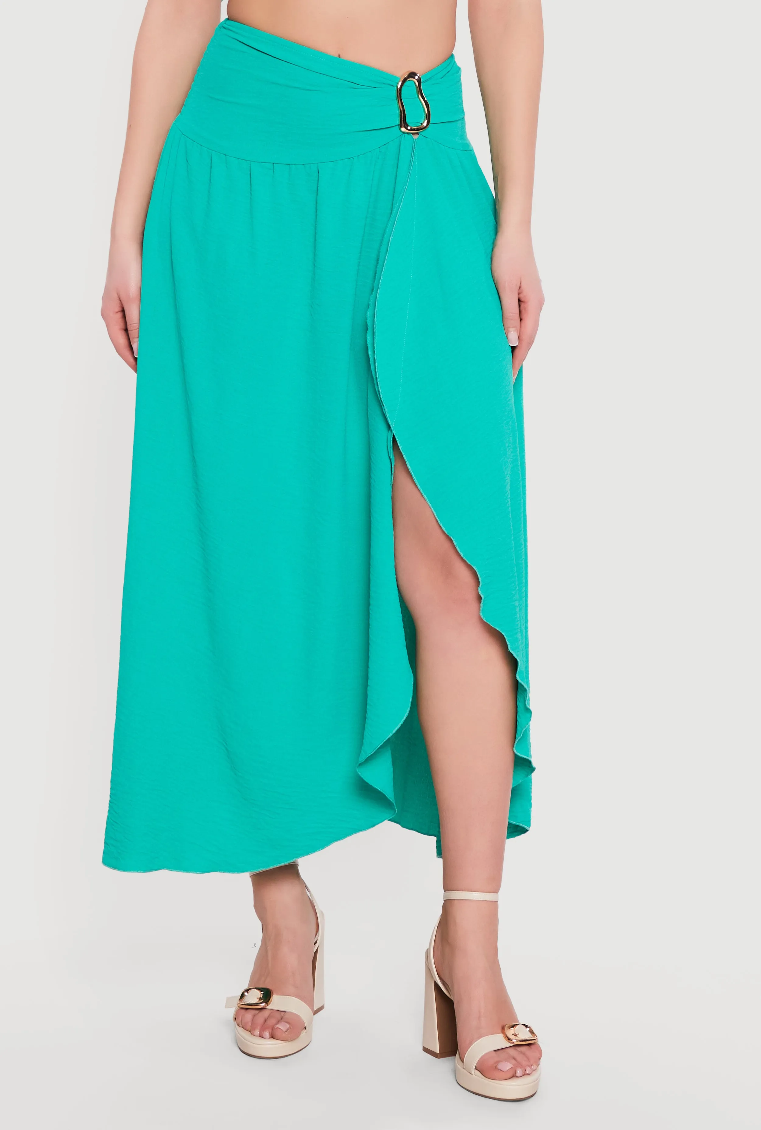 Metallic Detail Faux Wrap Maxi Skirt sold by Rainbow product image thumbnail 3