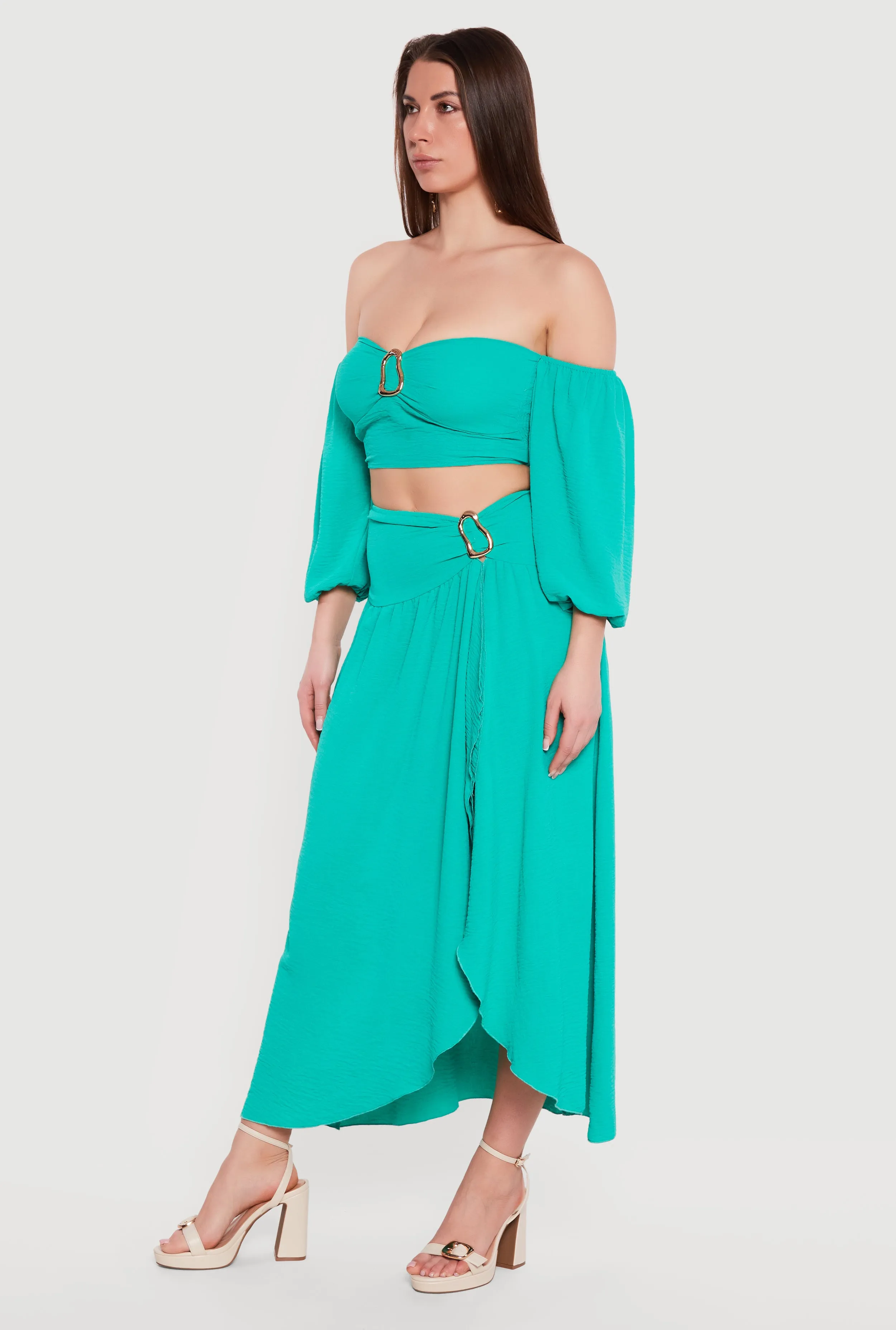 Metallic Detail Faux Wrap Maxi Skirt sold by Rainbow product image thumbnail 2