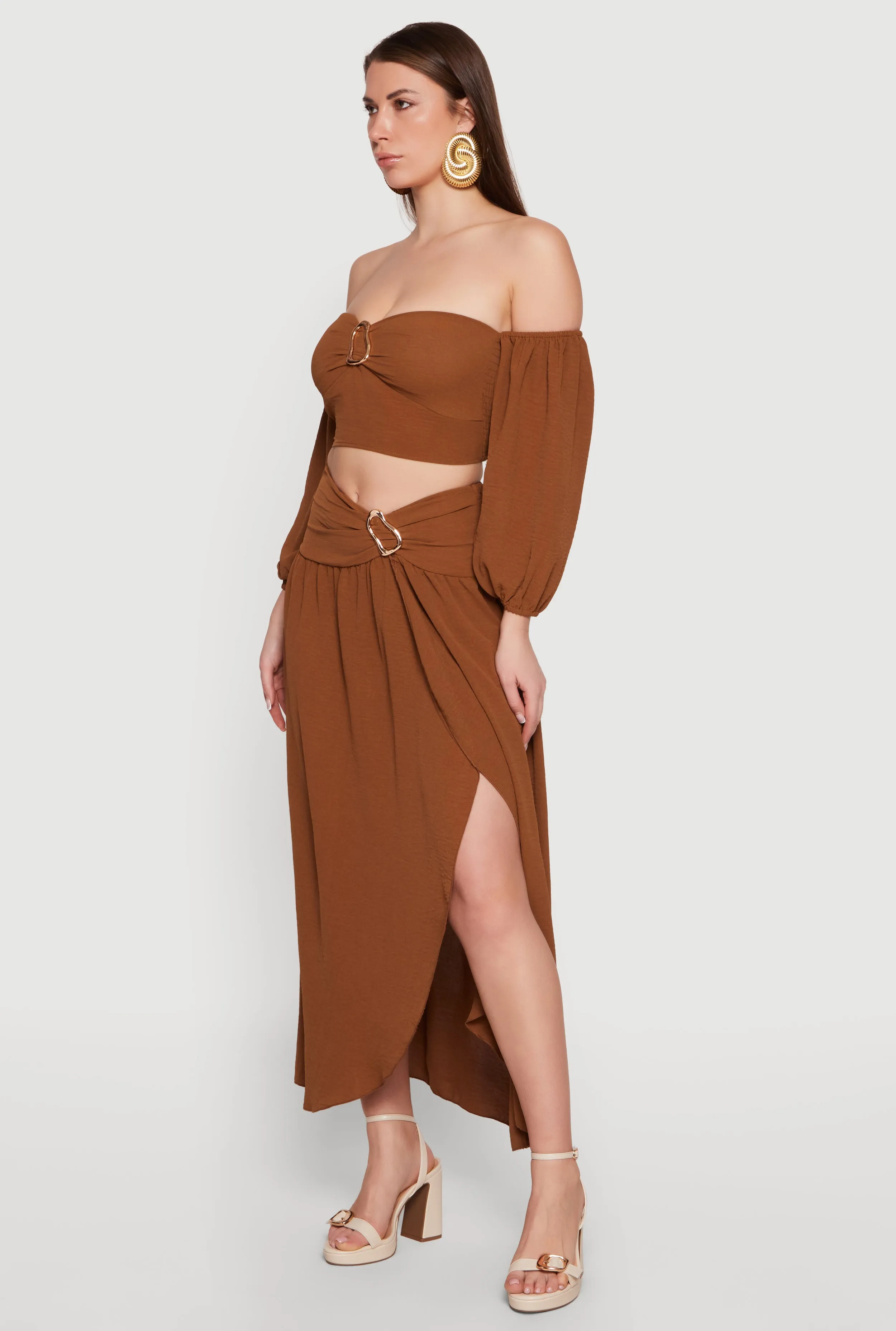 Metallic Detail Faux Wrap Maxi Skirt sold by Rainbow product image thumbnail 2