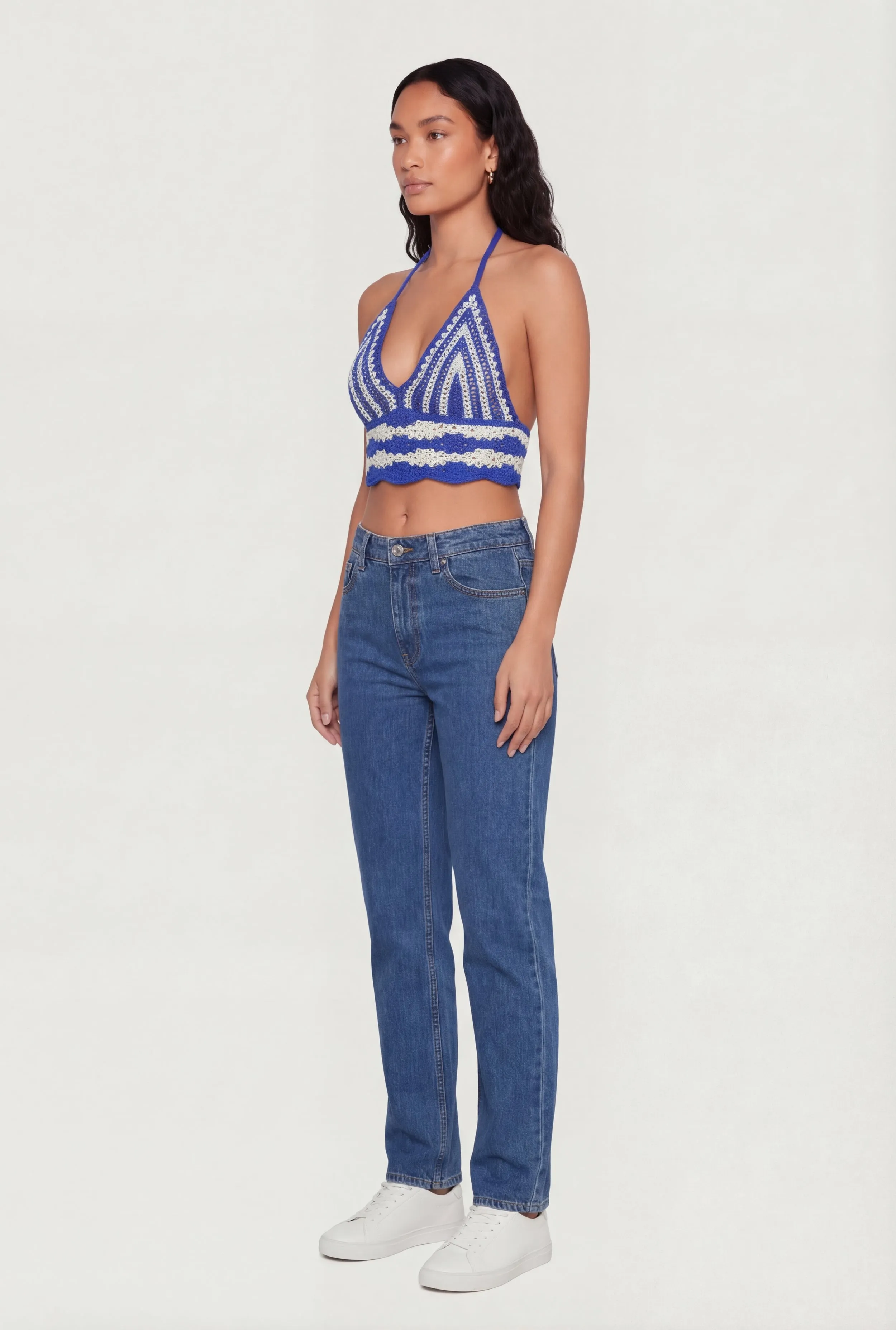 Crochet Scalloped Hem Halter Crop Top sold by Rainbow product image thumbnail 3