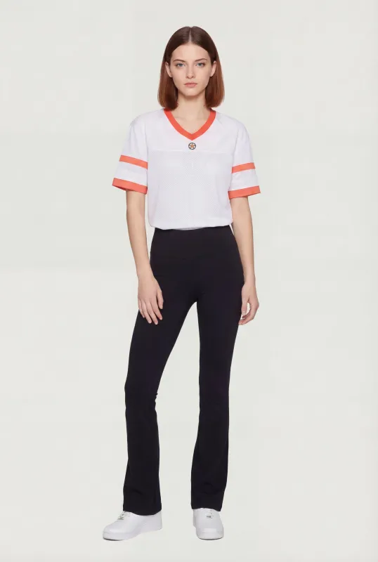 Varsity Stripe Detail Short Sleeve Jersey Top made by Rainbow