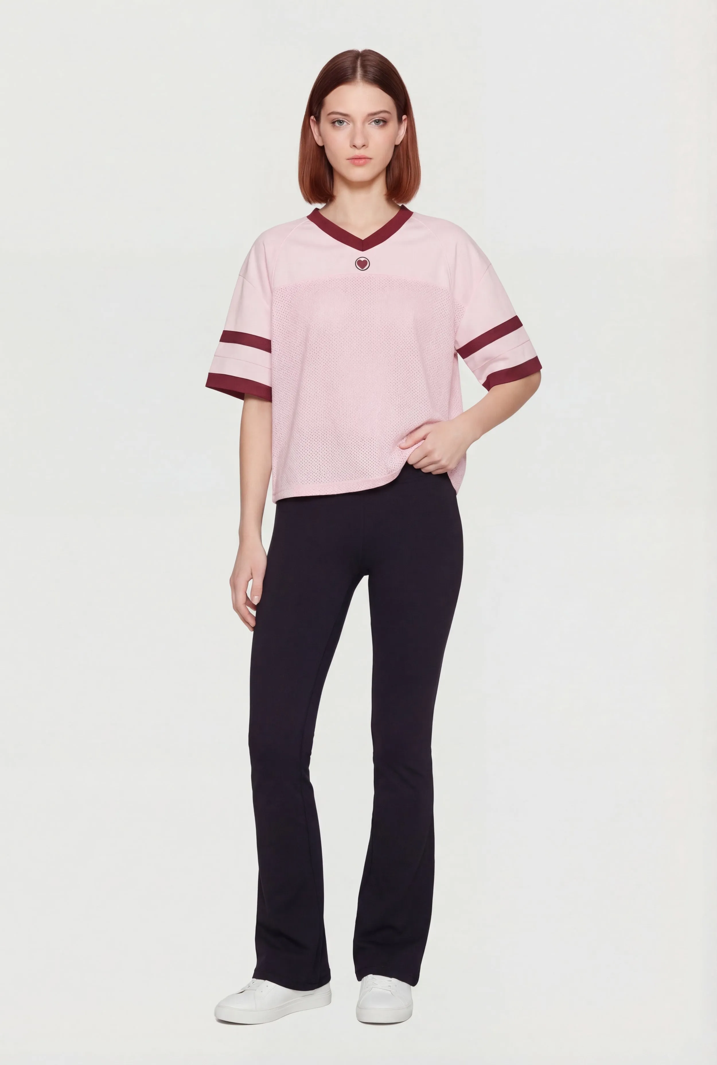 Varsity Stripe Detail Short Sleeve Jersey Top sold by Rainbow