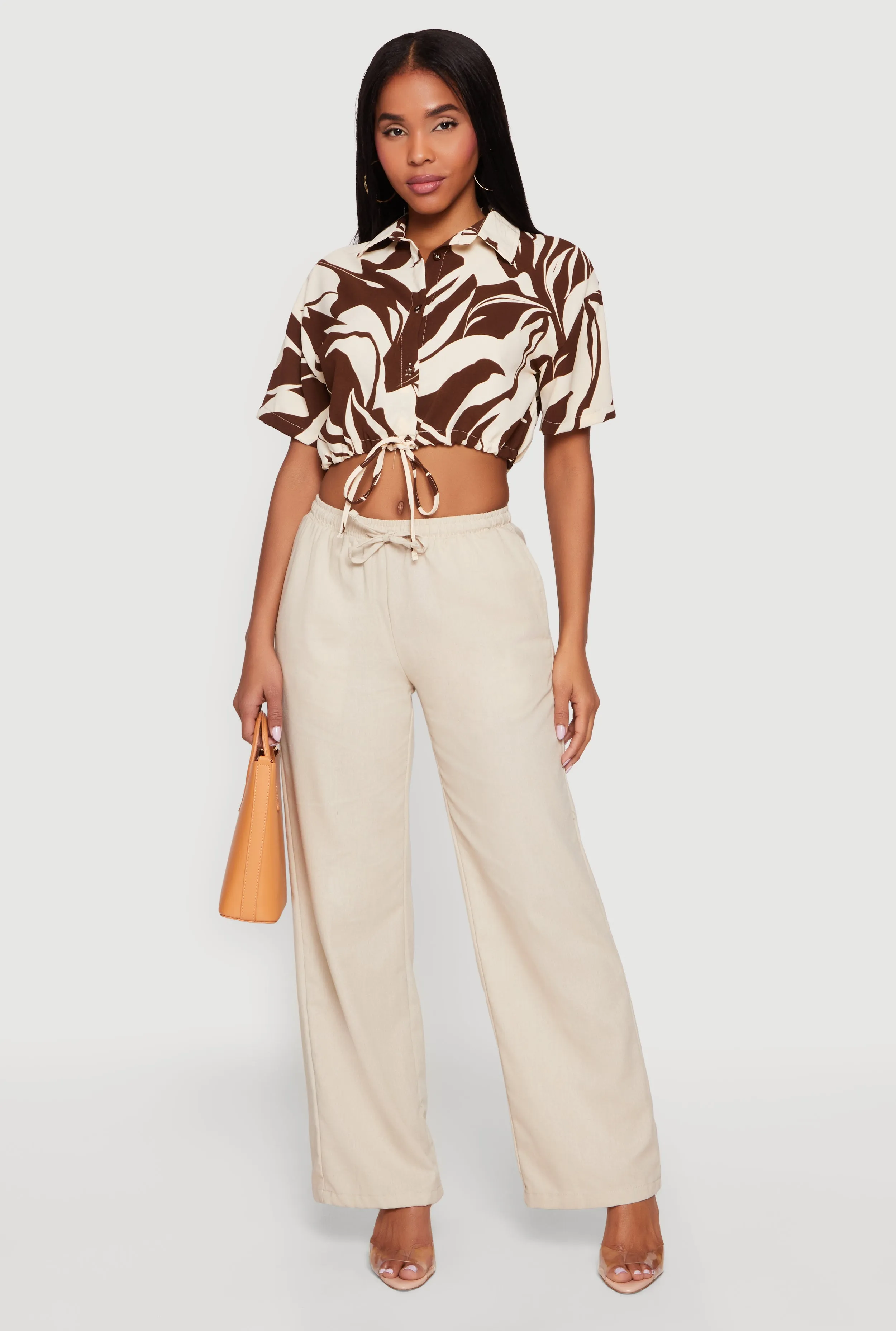Patterned Drawstring Waist Crop Top sold by Rainbow product image thumbnail 3