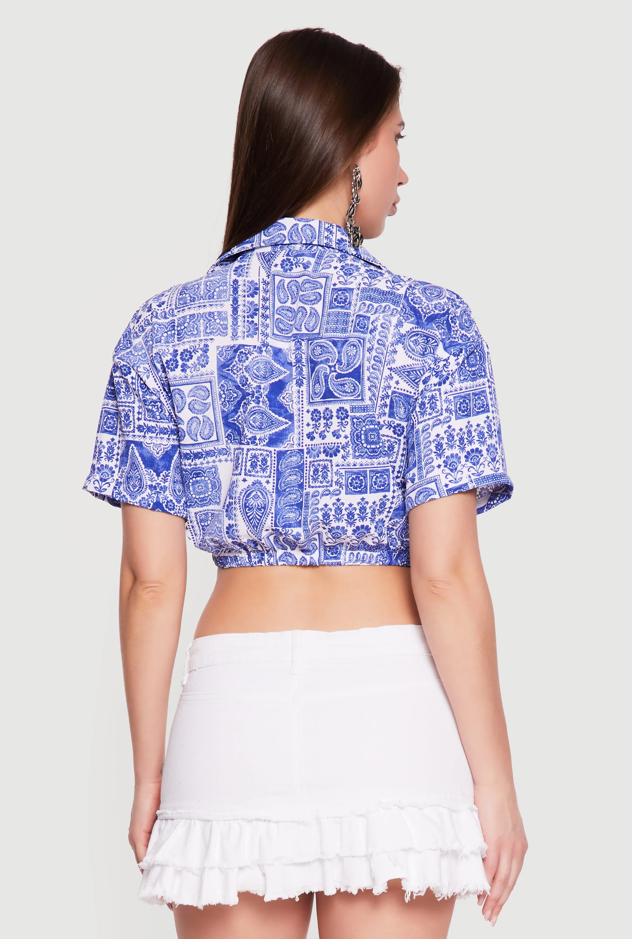 Patterned Drawstring Waist Crop Top sold by Rainbow product image thumbnail 5