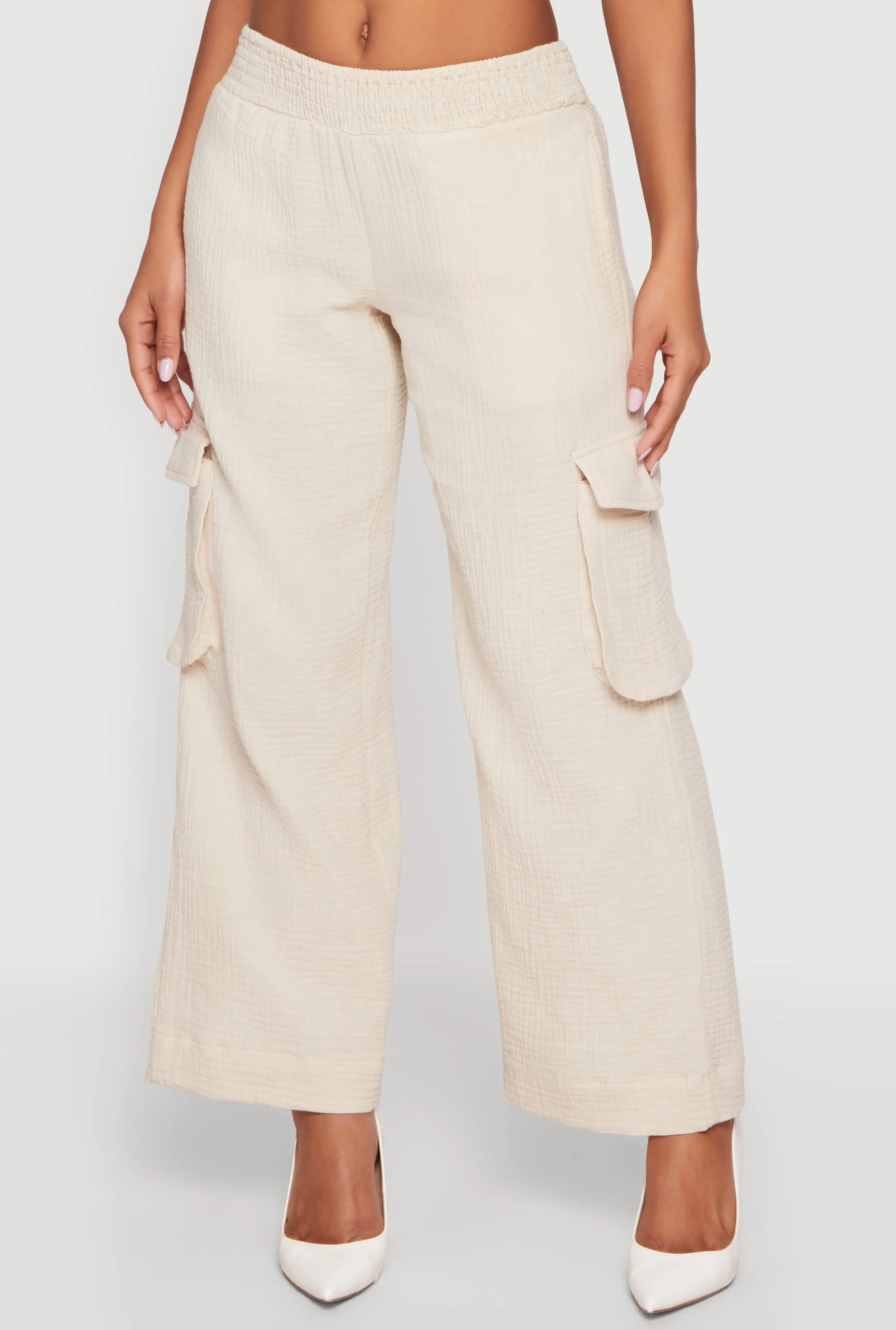 Gauze Knit Wide Leg Cargo Pants sold by Rainbow product image thumbnail 3