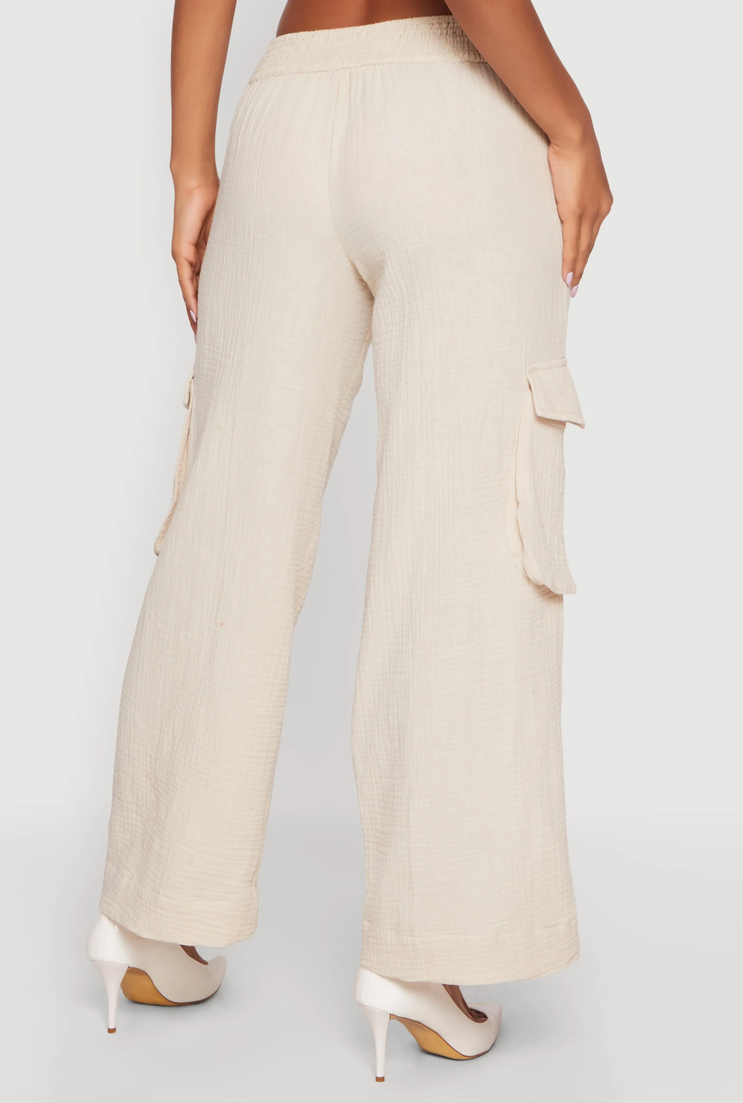 Gauze Knit Wide Leg Cargo Pants sold by Rainbow product image thumbnail 5