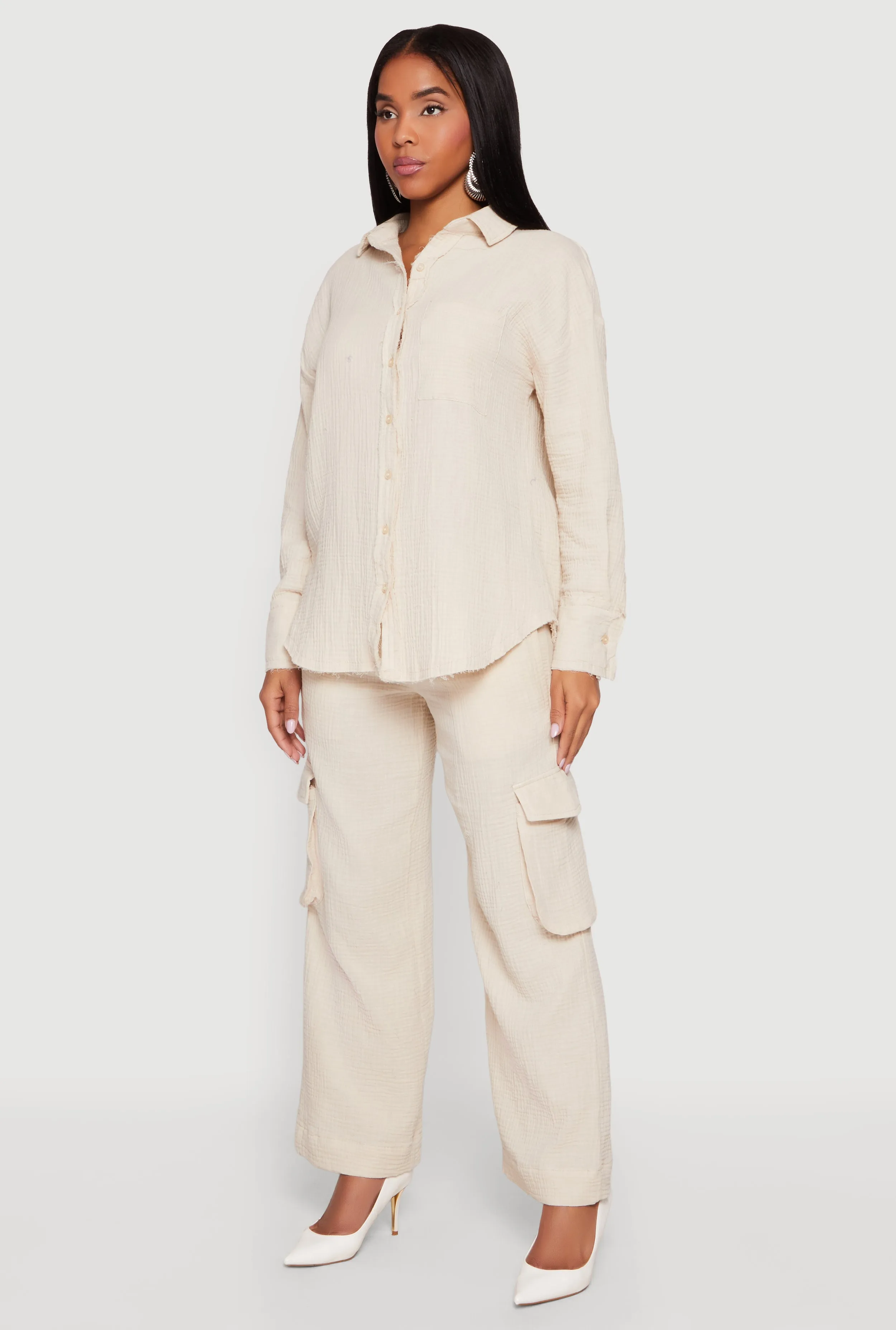 Gauze Knit Wide Leg Cargo Pants sold by Rainbow product image thumbnail 2