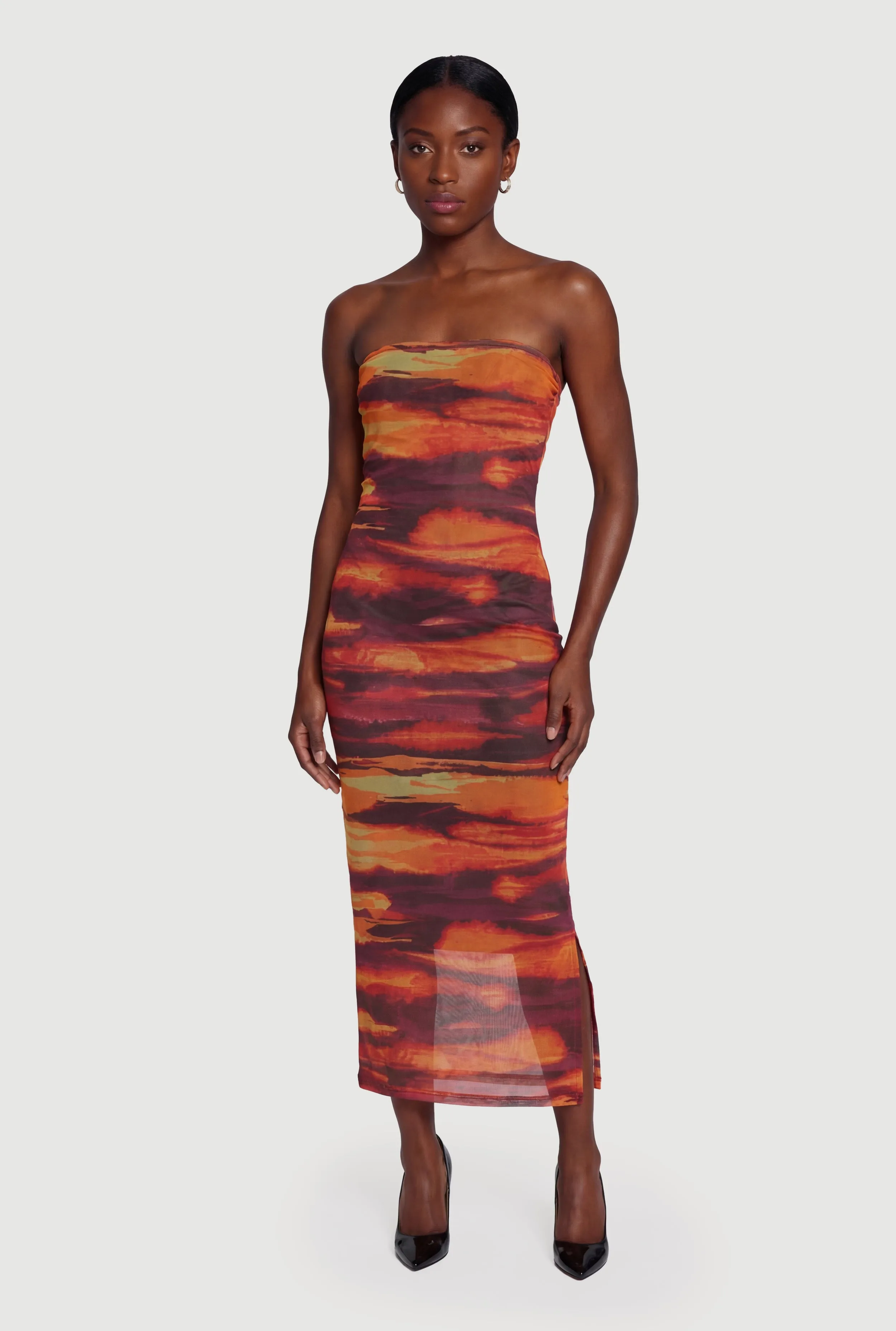 Abstract Print Mesh Tube Dress sold by Rainbow