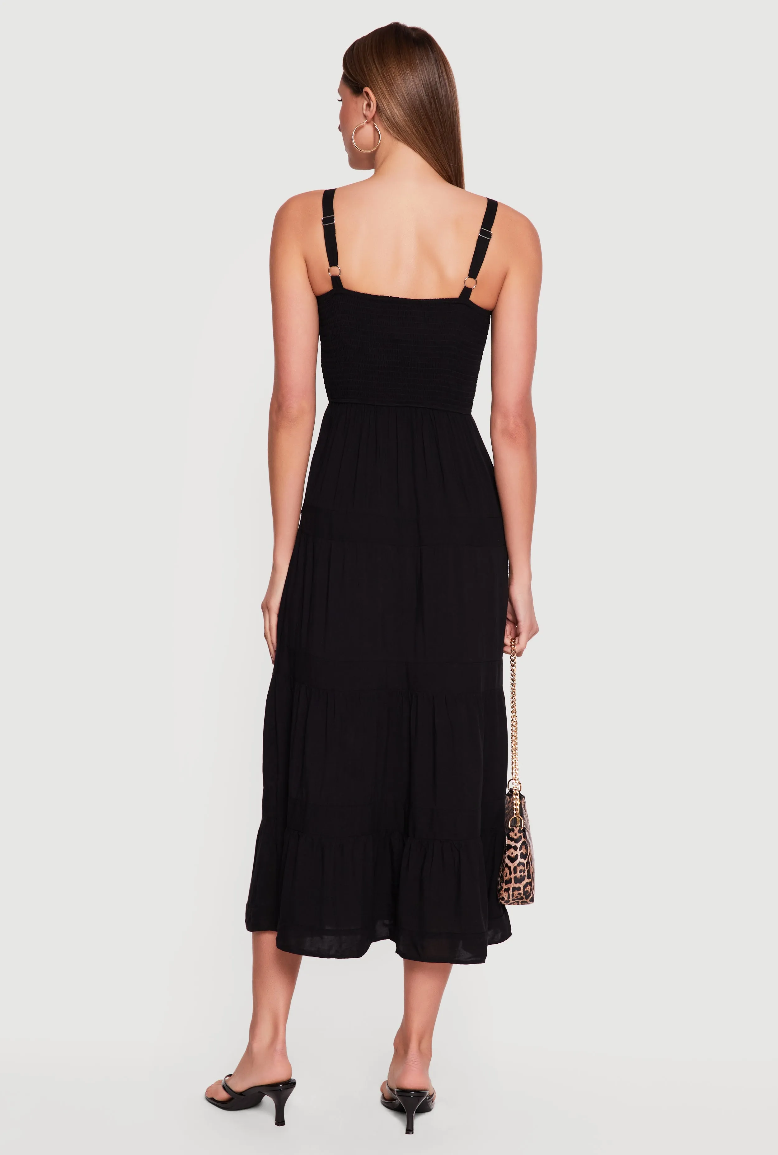 Square Neck Smocked Tiered Midi Dress sold by Rainbow product image thumbnail 3