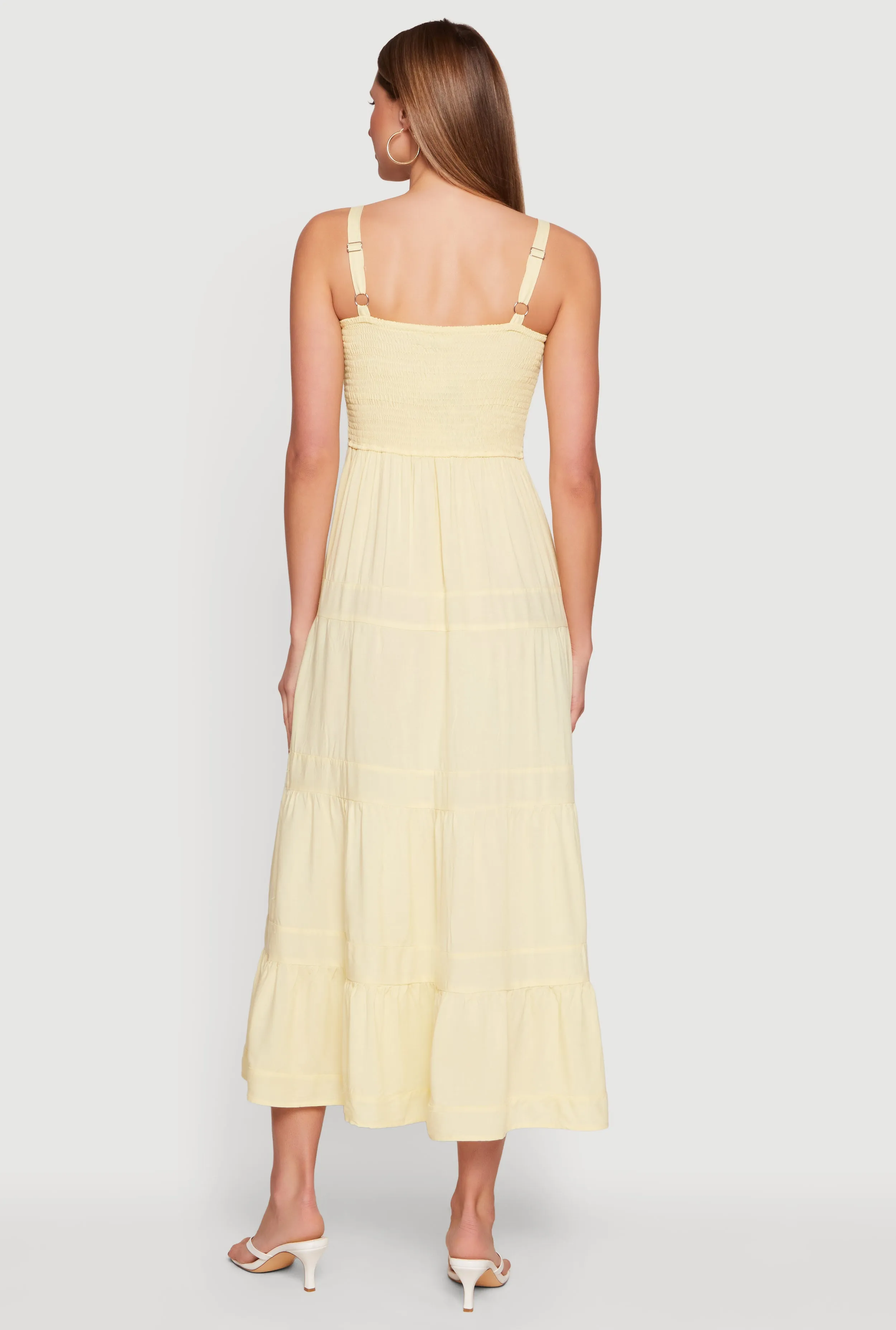 Square Neck Smocked Tiered Midi Dress sold by Rainbow product image thumbnail 3