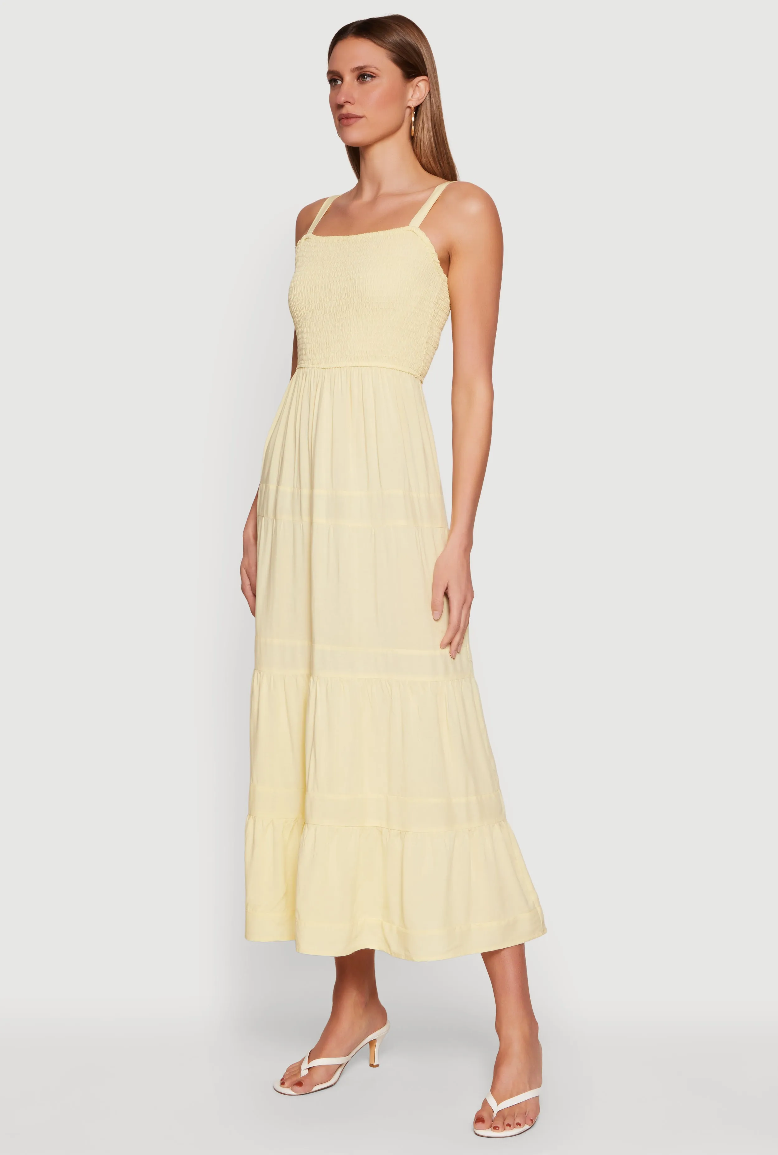 Square Neck Smocked Tiered Midi Dress sold by Rainbow product image thumbnail 2