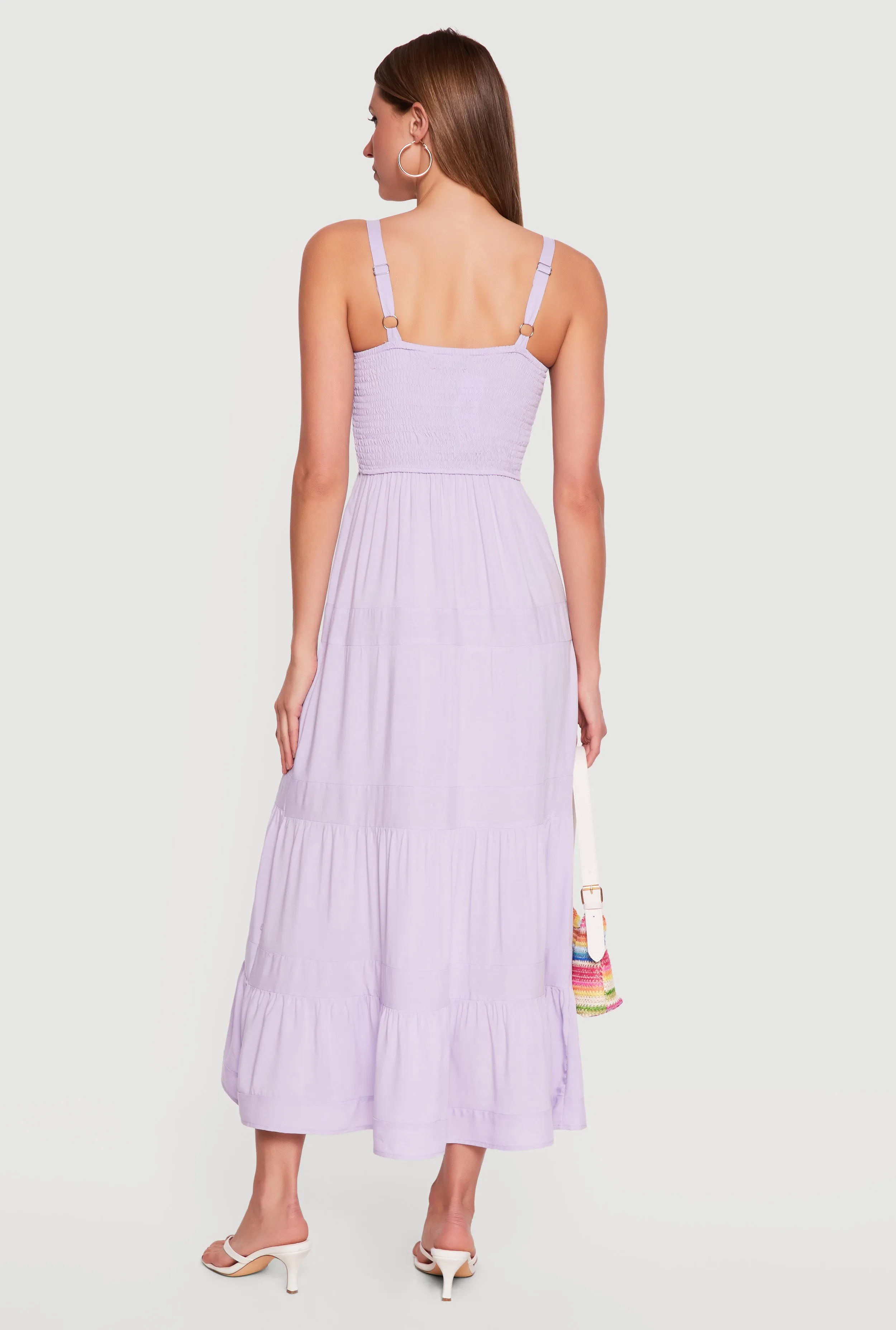 Square Neck Smocked Tiered Midi Dress sold by Rainbow product image thumbnail 3