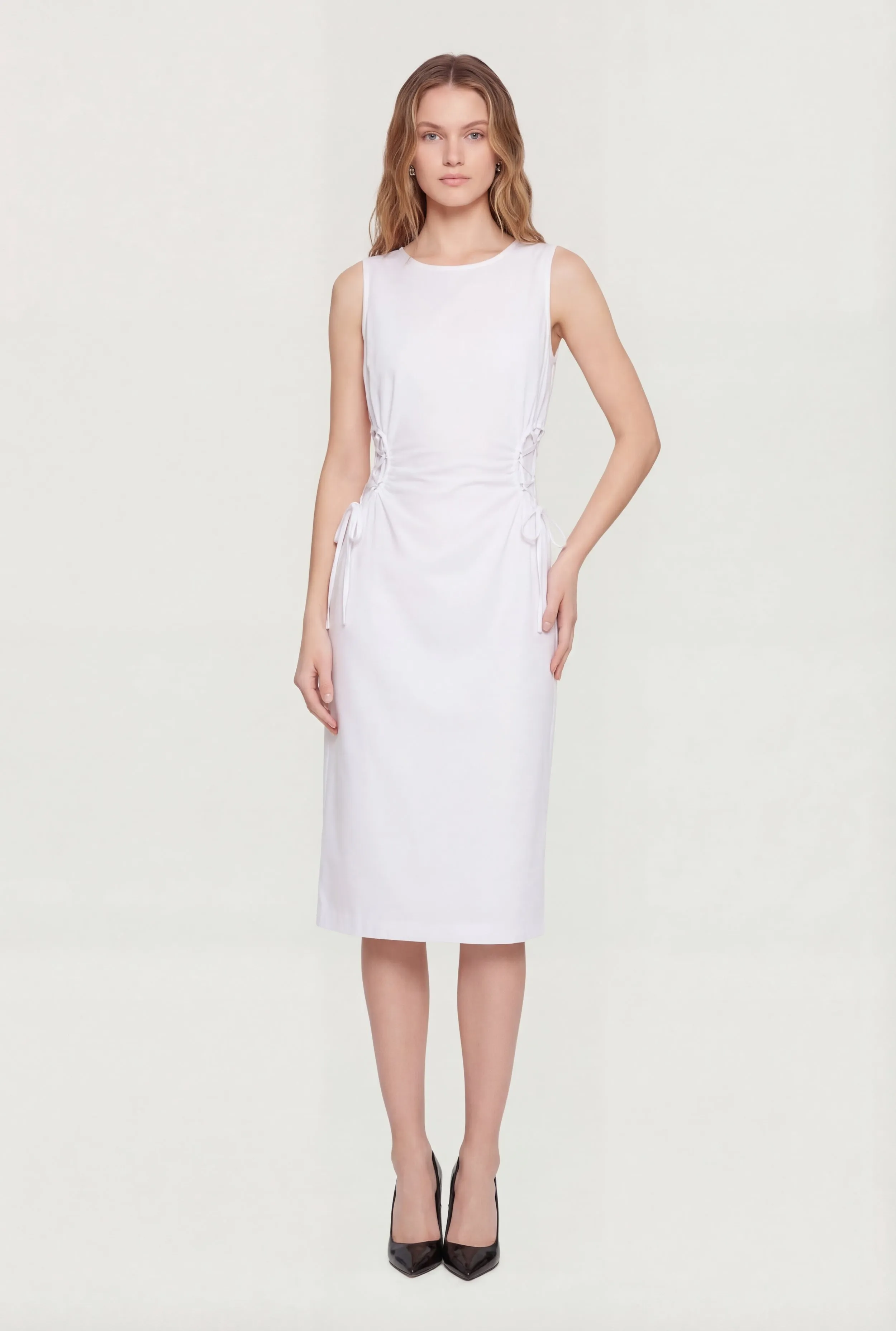 Lace Up Side Detail Sleeveless Midi Dress sold by Rainbow product image thumbnail 2