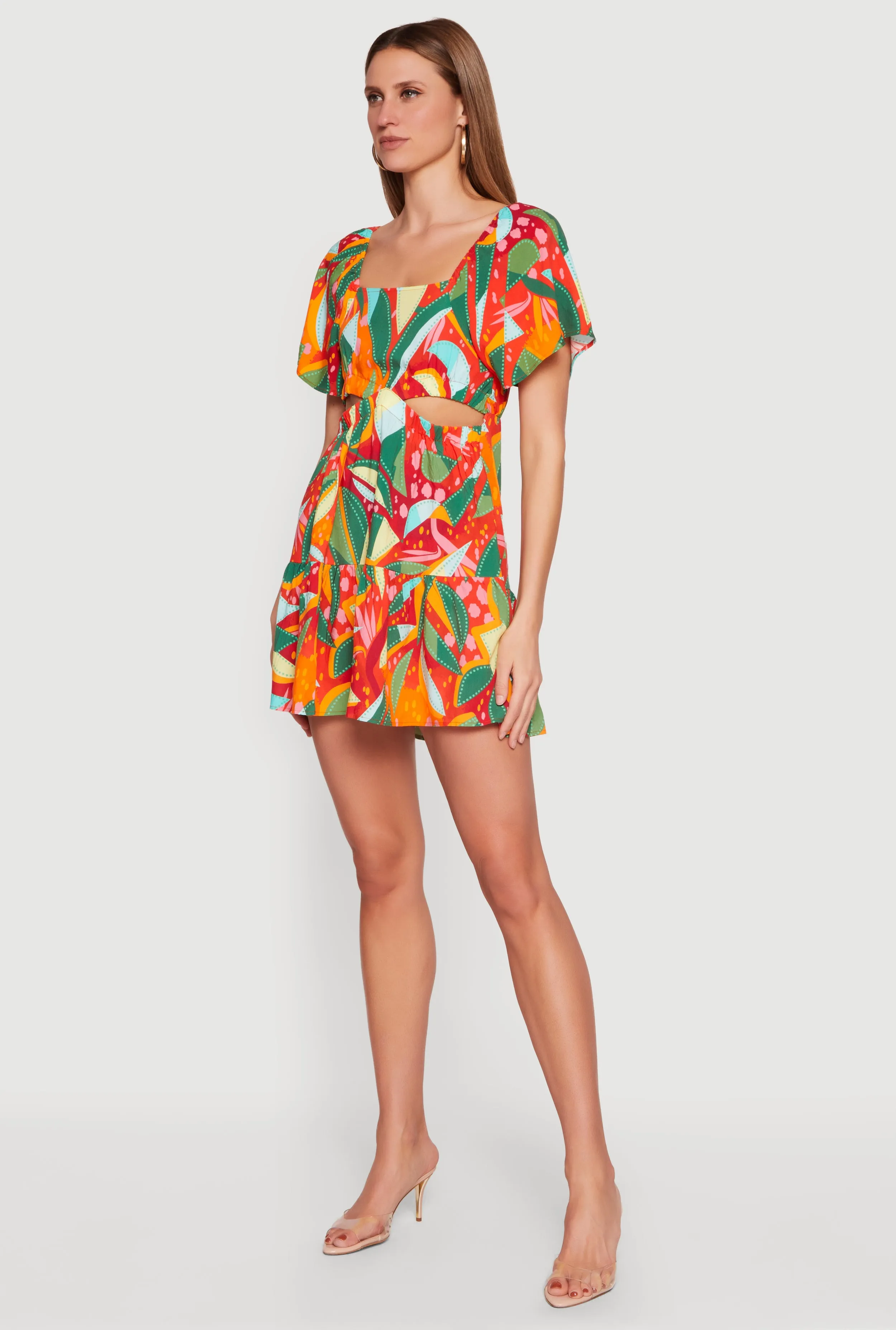 Patterned Short Sleeve Tiered Mini Dress sold by Rainbow product image thumbnail 2