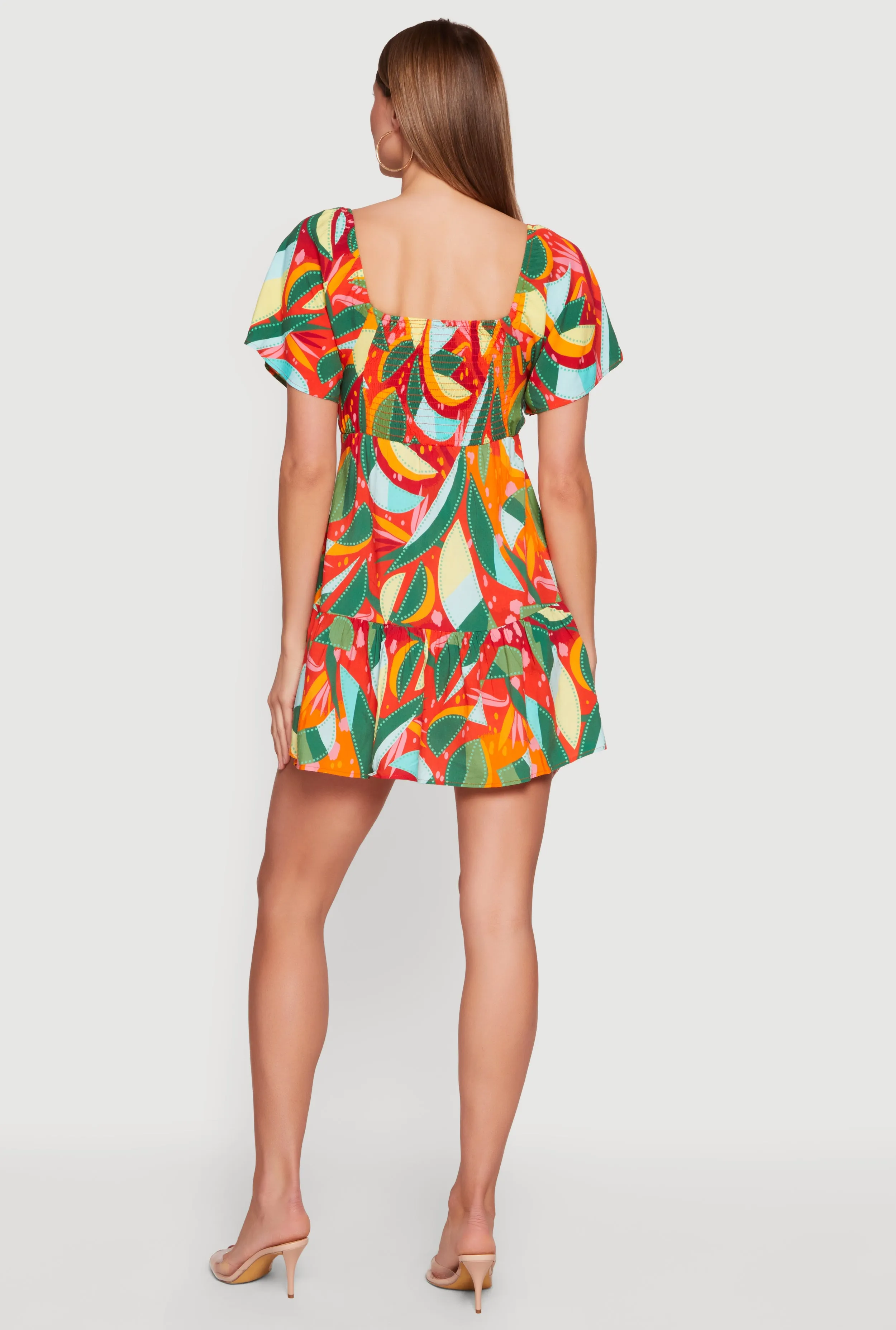 Patterned Short Sleeve Tiered Mini Dress sold by Rainbow product image thumbnail 3