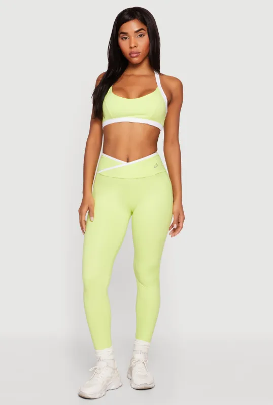 Contrast Trim Crossover Leggings made by Rainbow