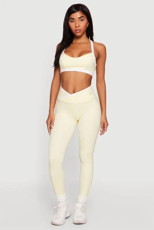 Contrast Trim Crossover Leggings made by Rainbow