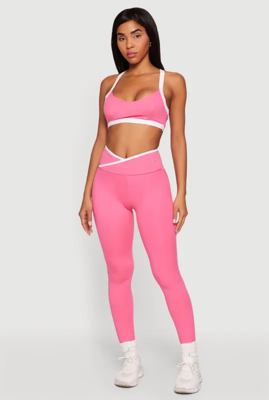 Contrast Trim Crossover Leggings made by Rainbow