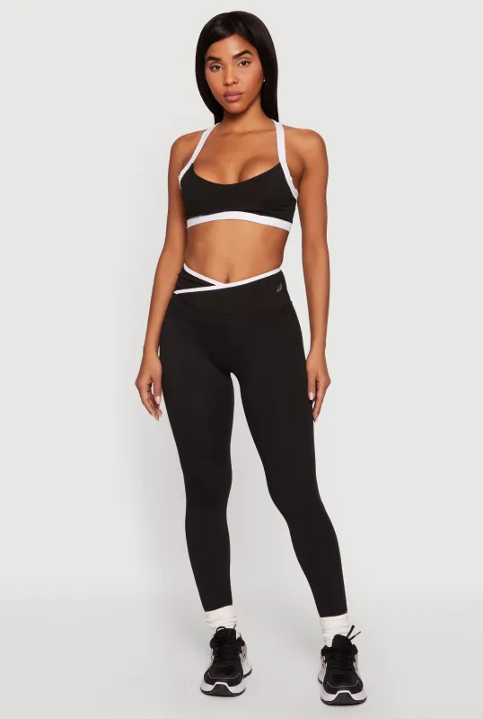 Contrast Trim Crossover Leggings made by Rainbow