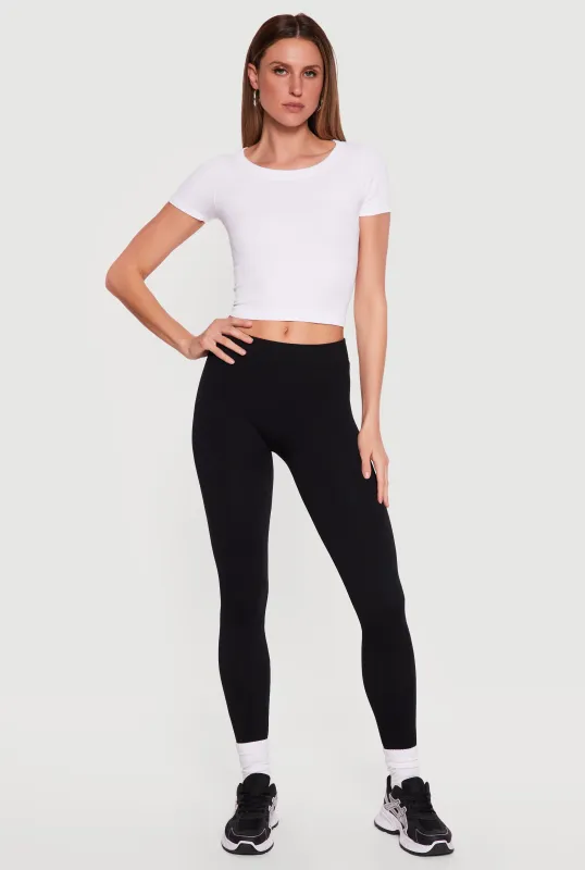 Ribbed Knit Basic Leggings made by Rainbow