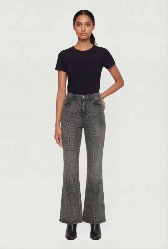 Trendy Mid Rise Rhinestone Flare Leg Jeans sold by Rainbow
