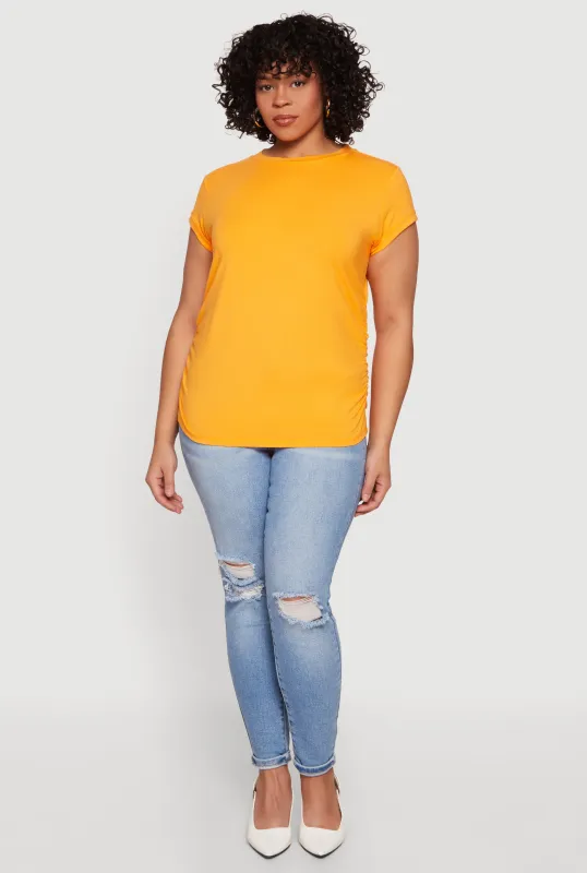 Plus Size Side Ruched Tee made by Rainbow