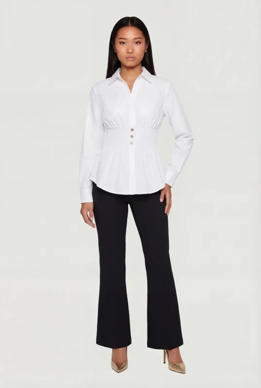 Poplin Smocked Waist Shirt made by Rainbow