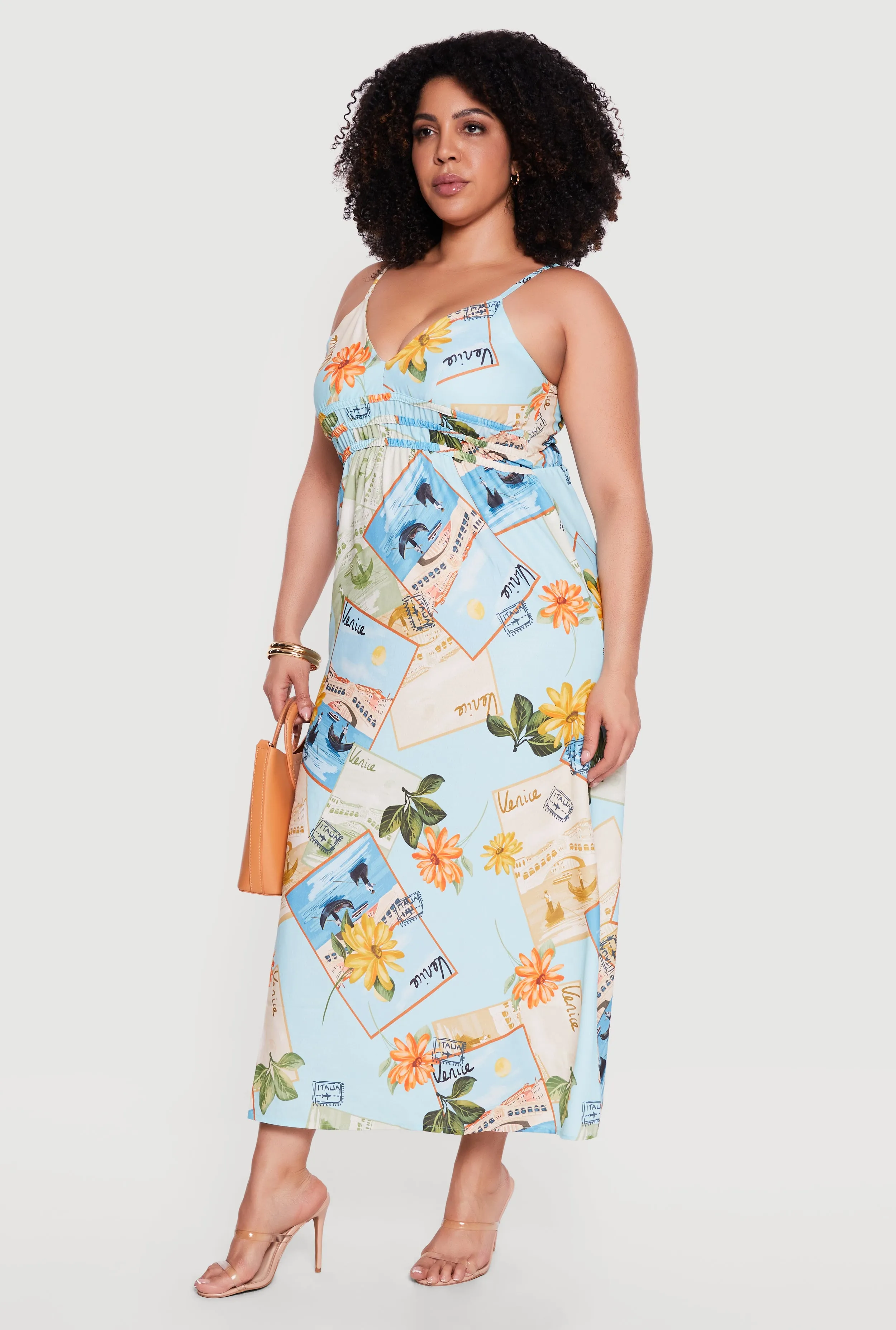 Plus Size Postcard Print Cami Maxi Dress sold by Rainbow product image thumbnail 2