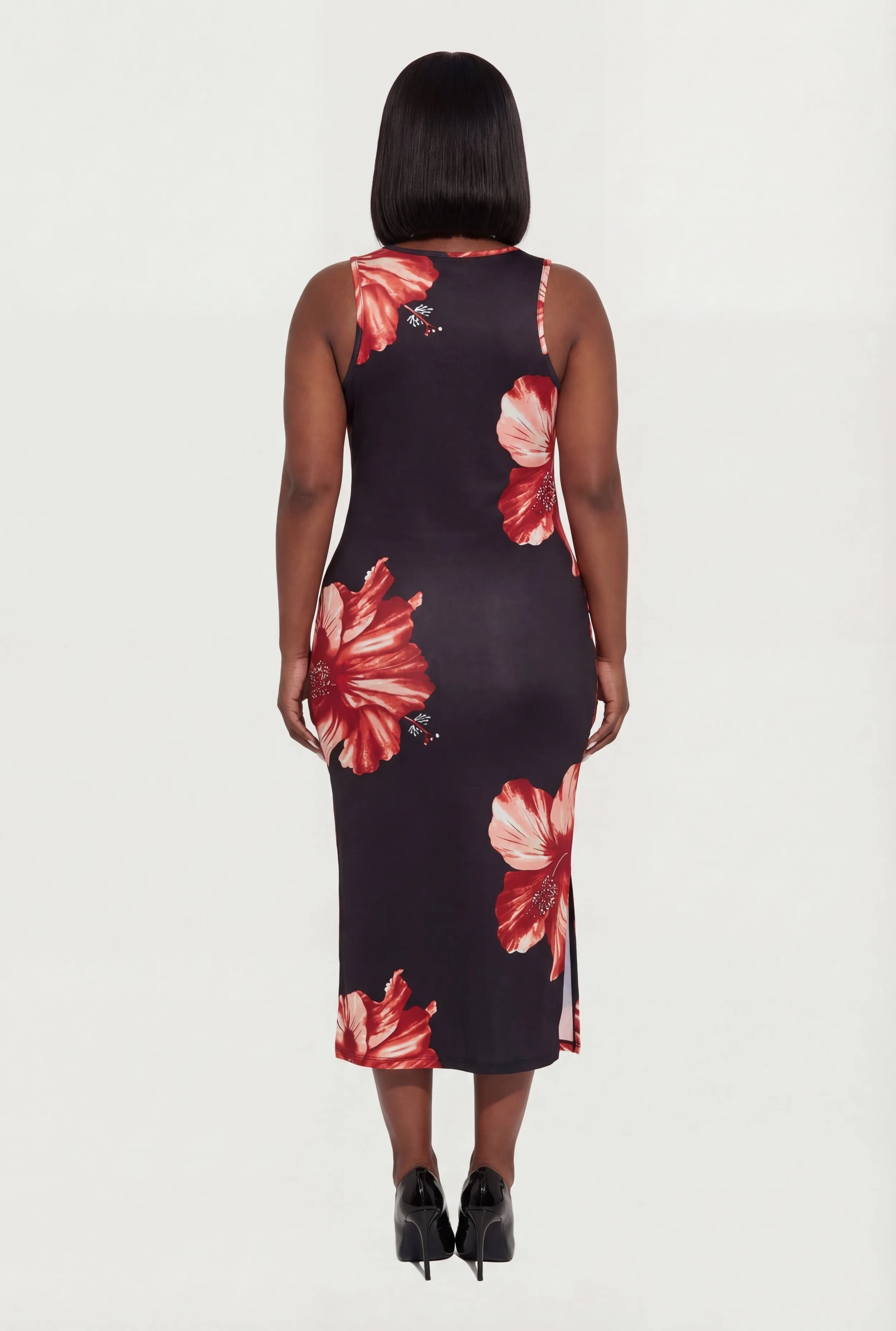 Plus Size Sleeveless Floral Print Side Slit Dress sold by Rainbow product image thumbnail 3