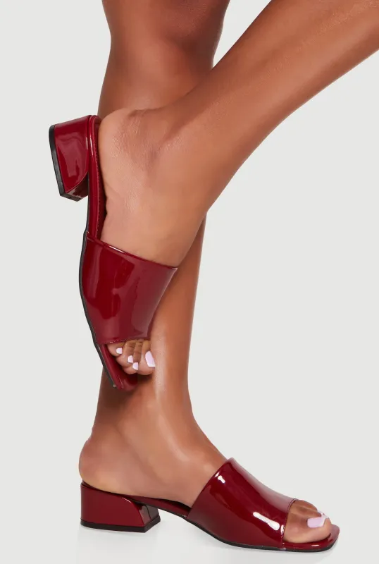 Open Toe Low Block Heel Slide Sandals made by Rainbow