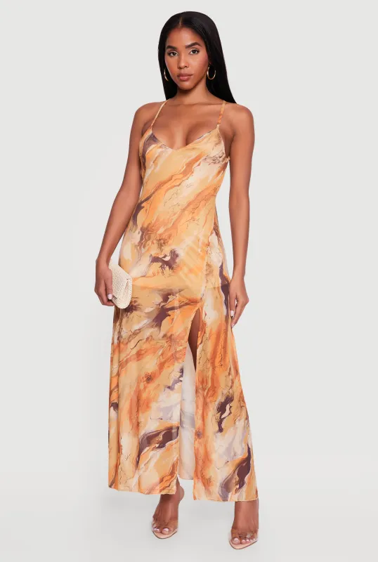 Marble Print Maxi Dress made by Rainbow