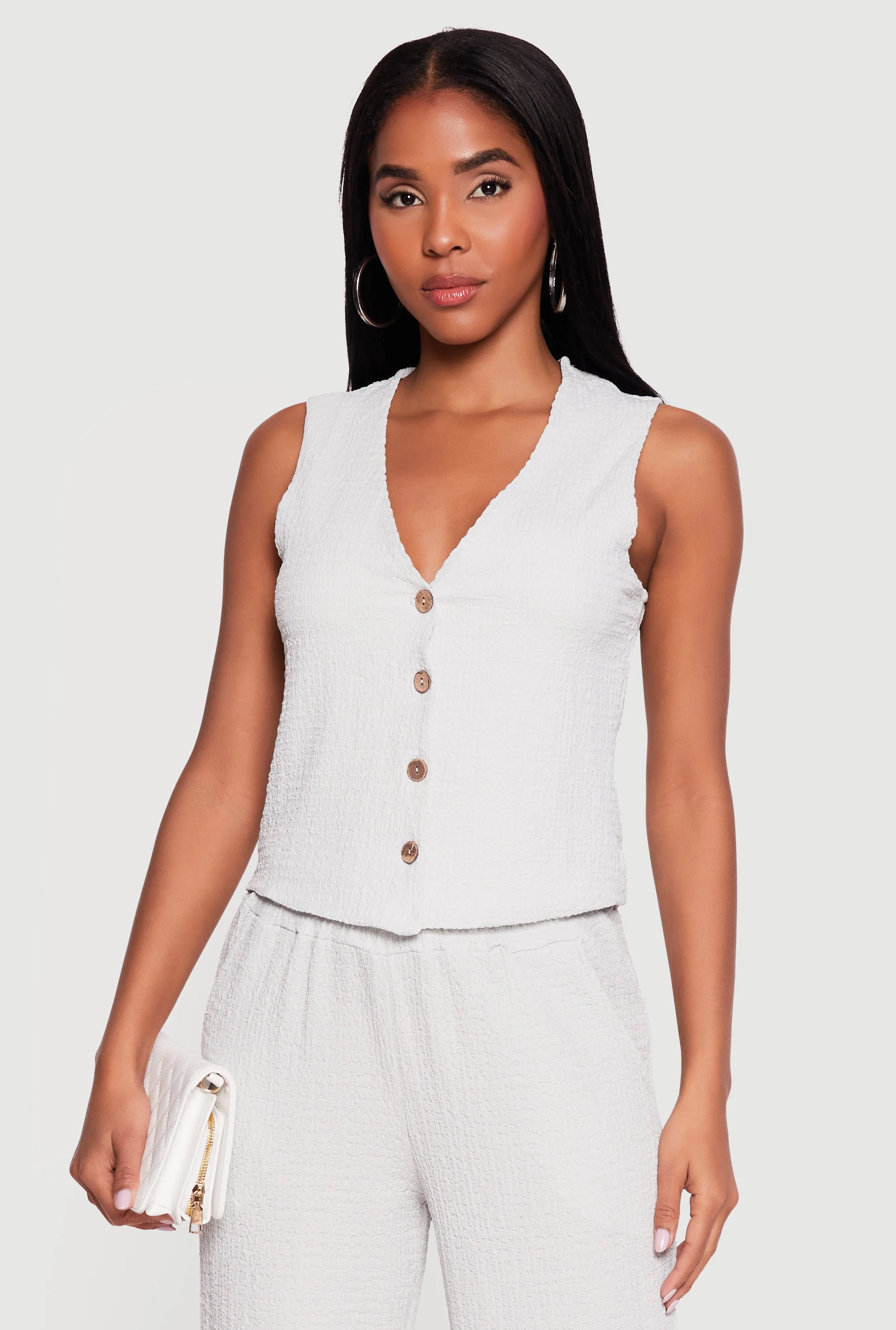 Textured Knit Button Front Blazer Vest sold by Rainbow