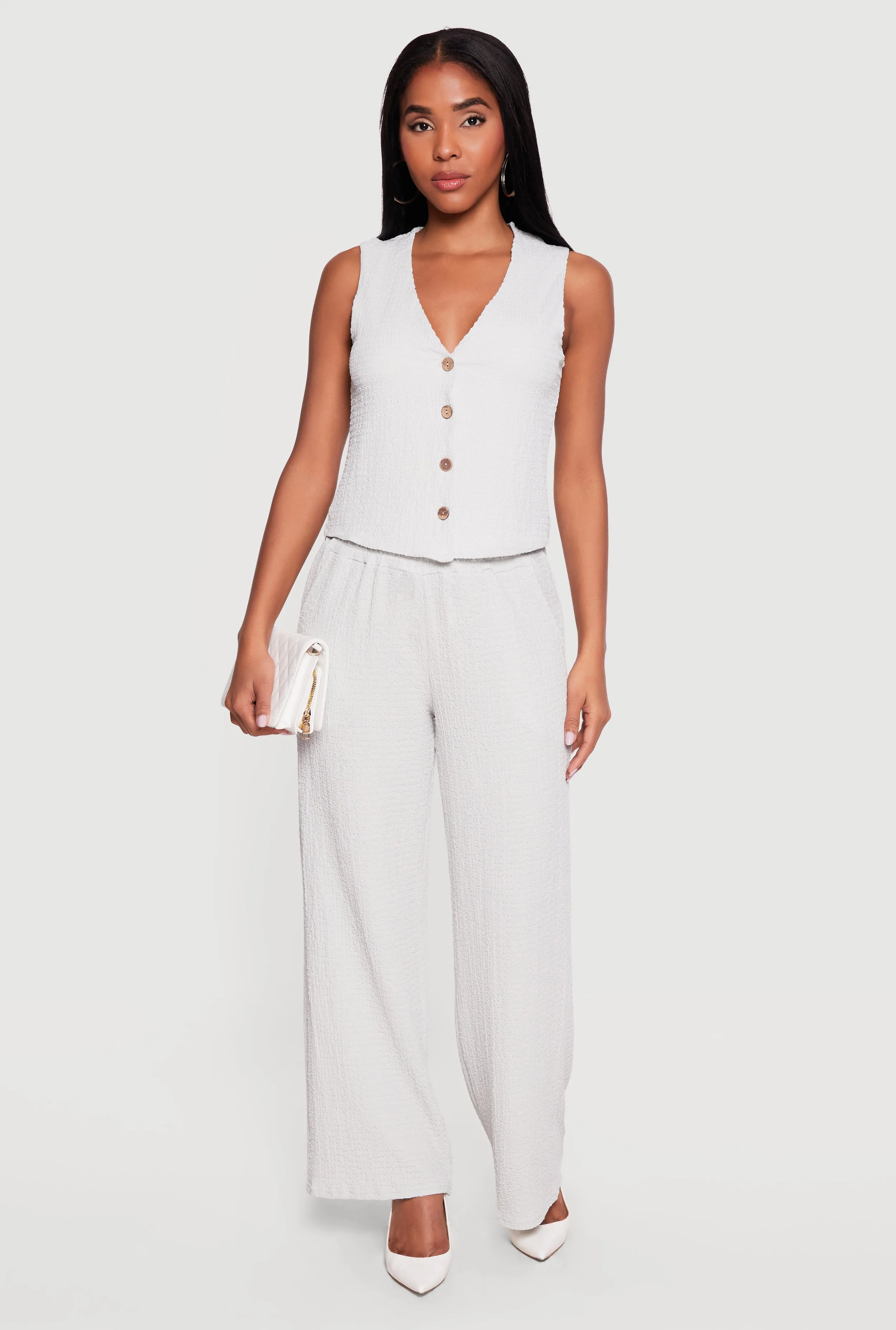 Textured Knit Button Front Blazer Vest sold by Rainbow product image thumbnail 2