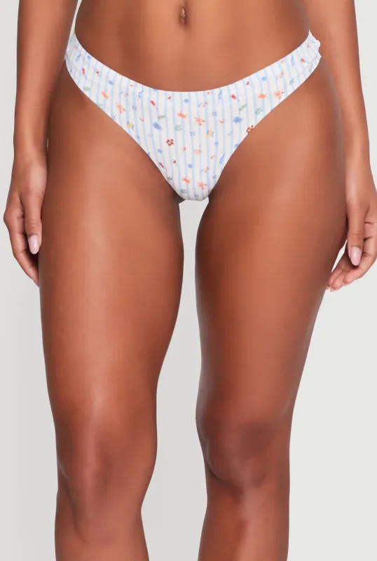 Lobster Print Seamless Laser Cut Thong Panty made by Rainbow