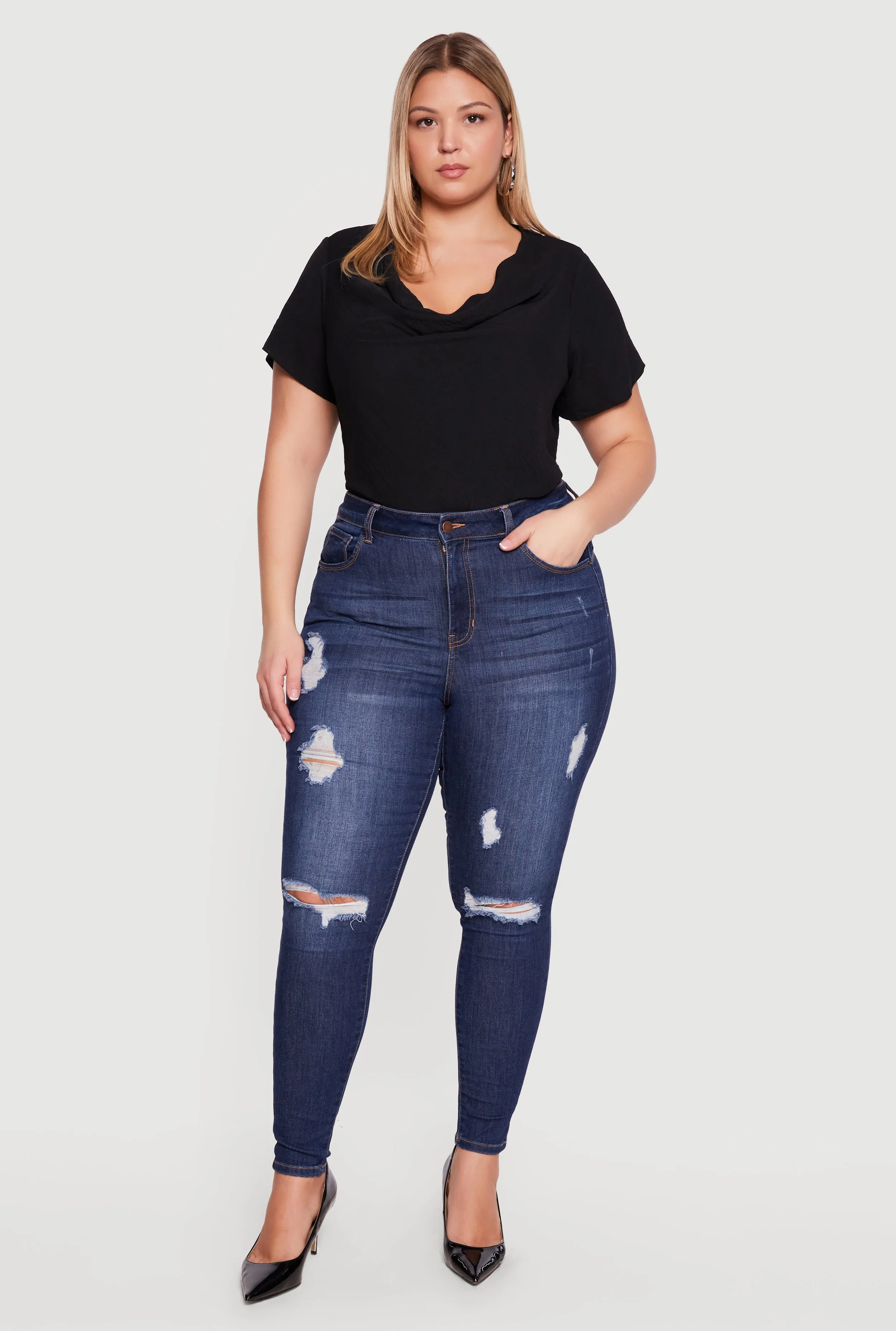 Plus Size WAX Frayed Skinny Jeans sold by Rainbow