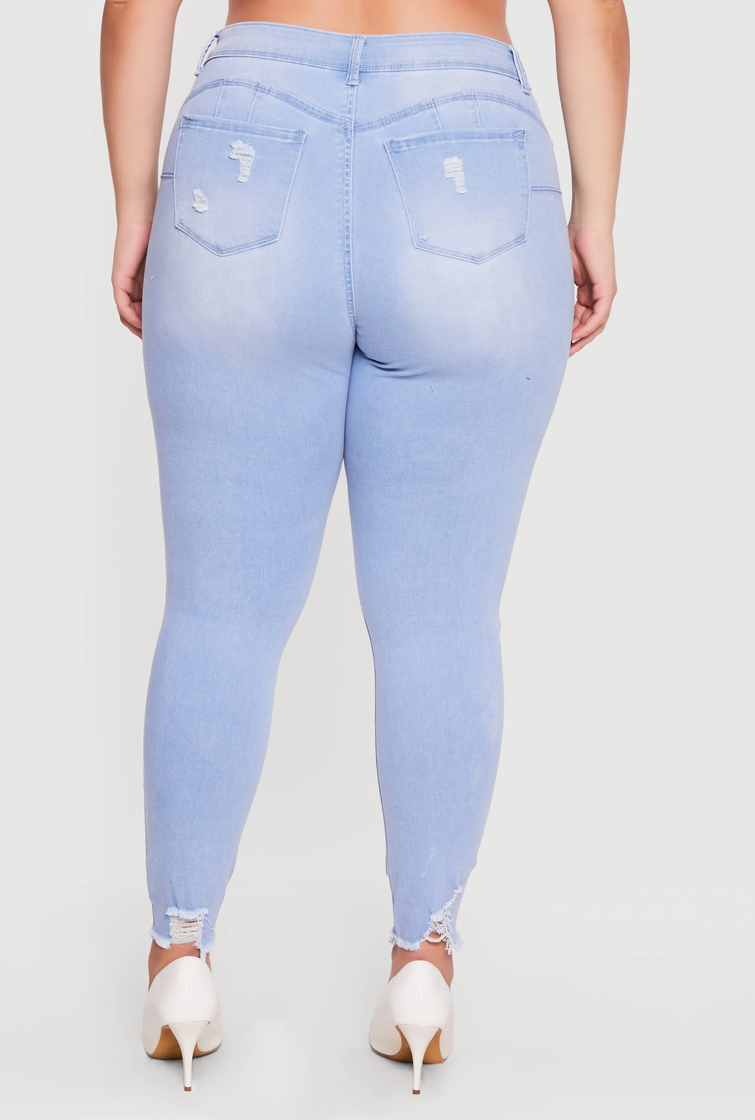 Plus Size WAX Distressed Frayed Hem Skinny Jeans sold by Rainbow product image thumbnail 5