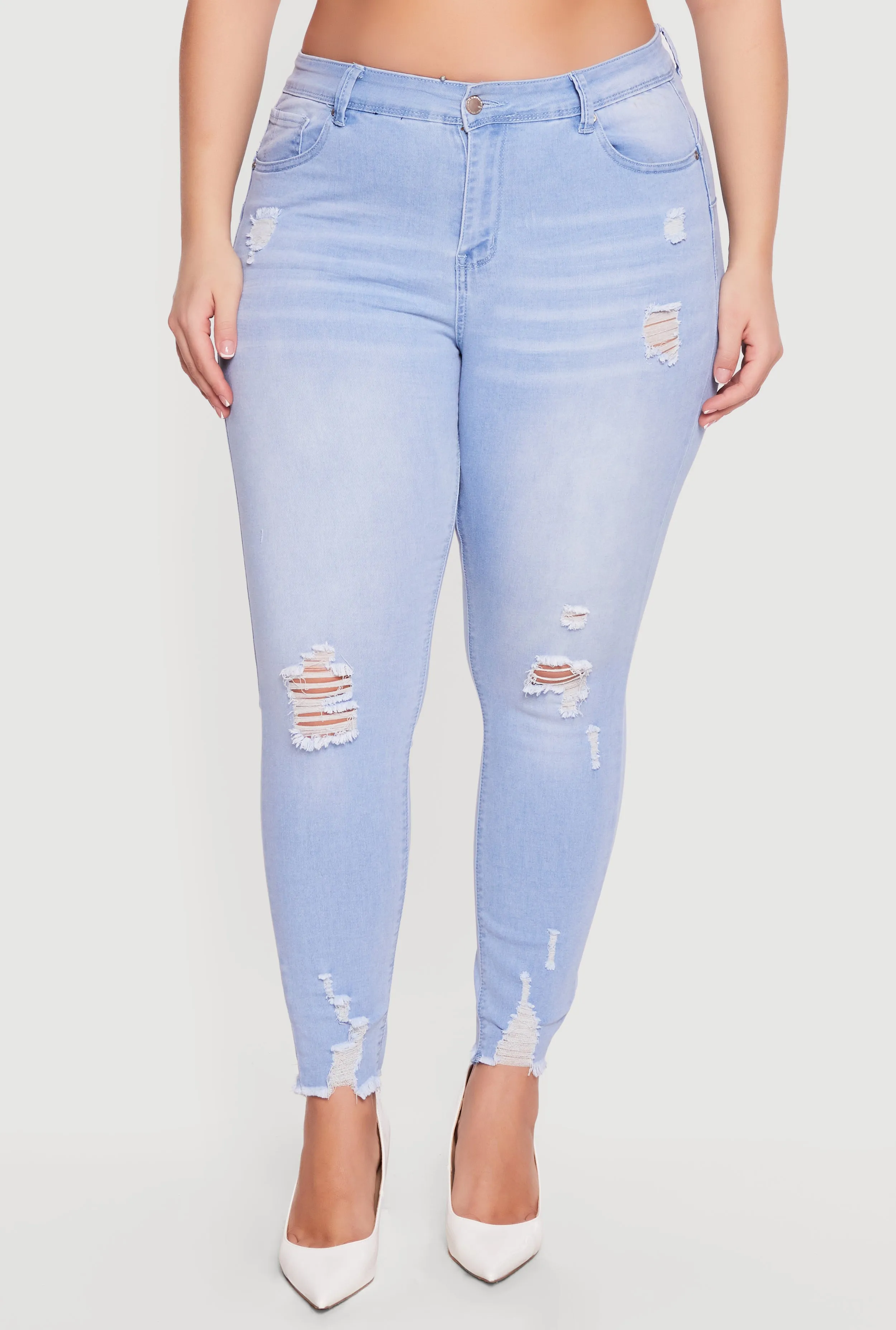 Plus Size WAX Distressed Frayed Hem Skinny Jeans sold by Rainbow product image thumbnail 3