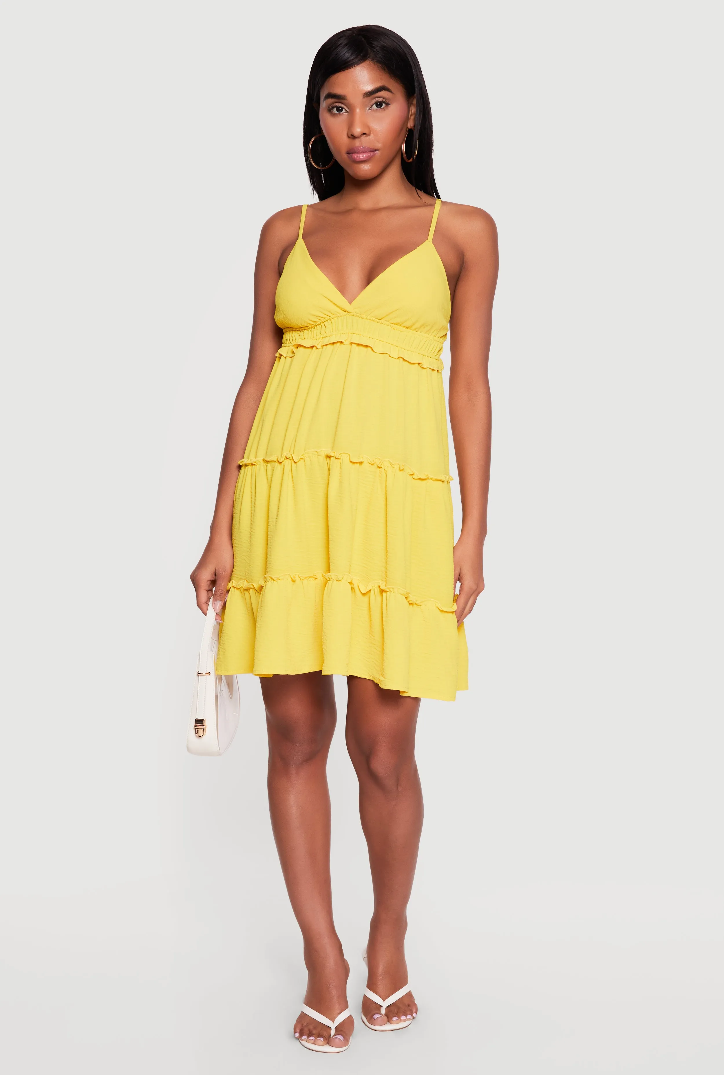 Crepe Knit V Neck Tiered Dress sold by Rainbow product image thumbnail 3