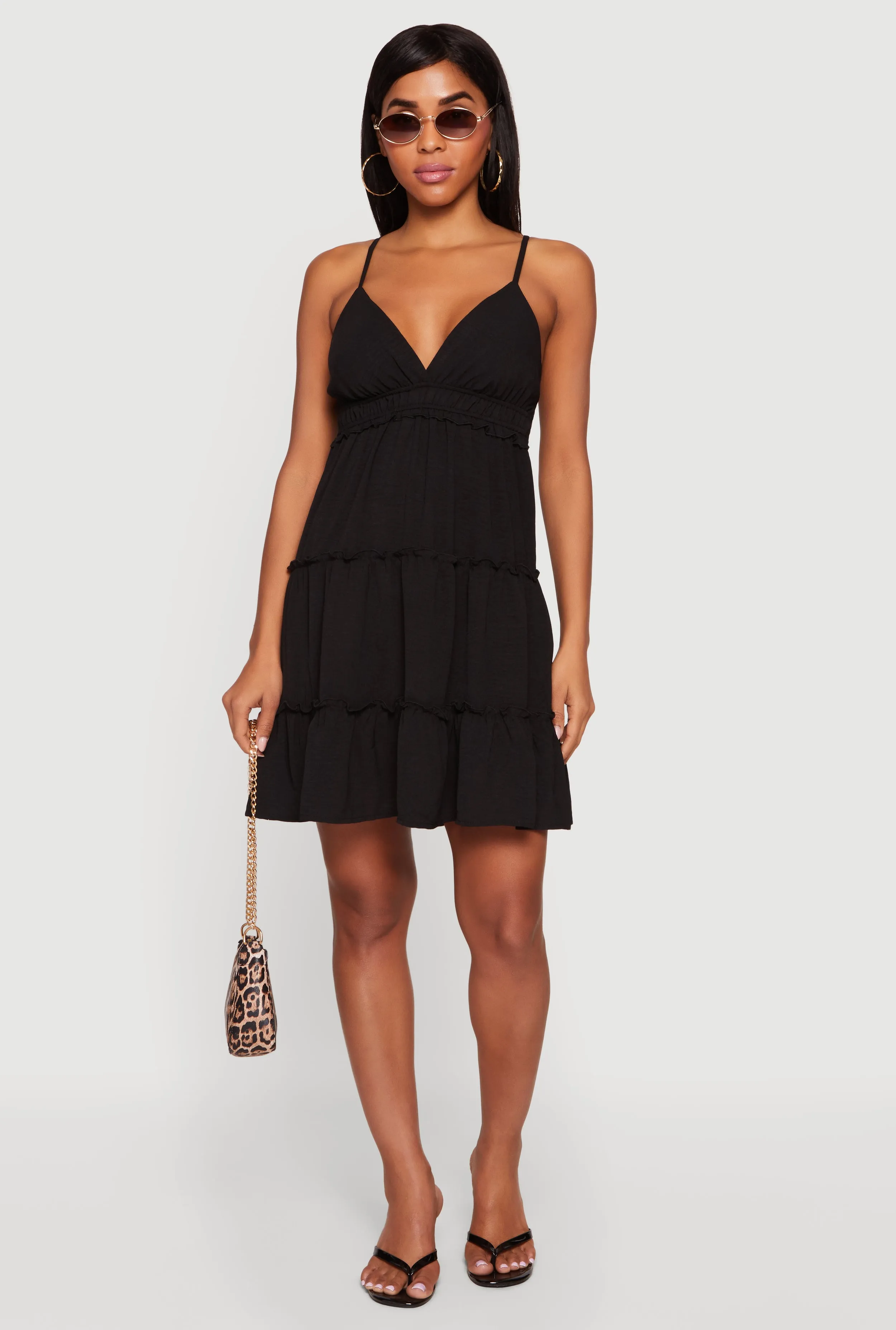 Crepe Knit V Neck Tiered Dress sold by Rainbow