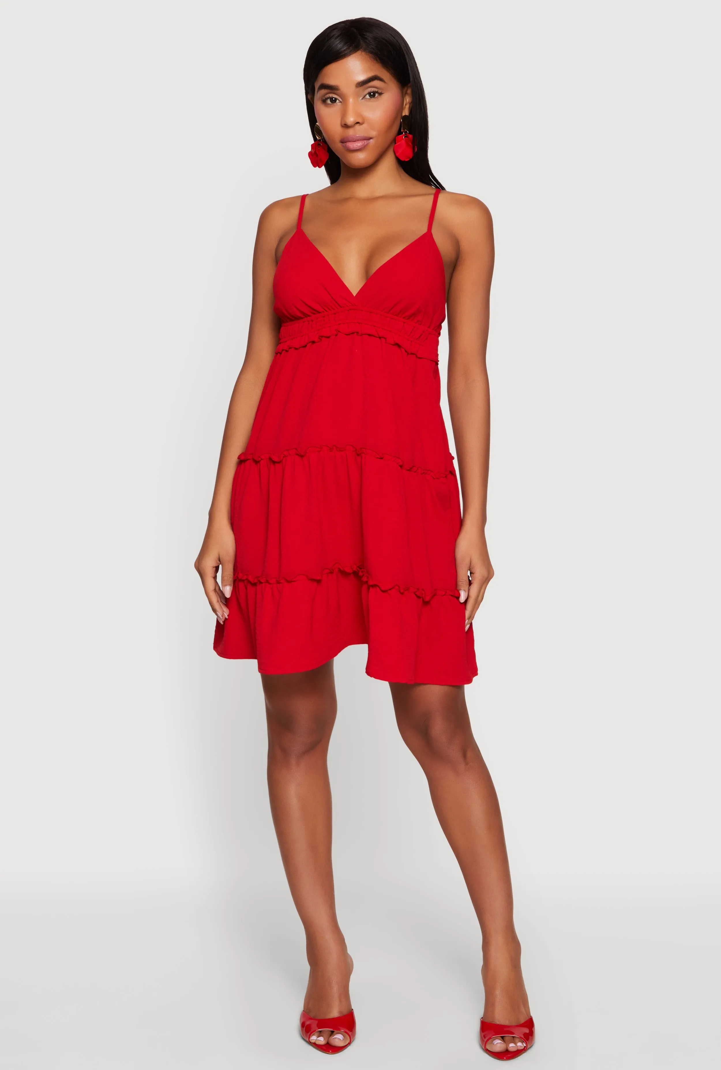 Crepe Knit V Neck Tiered Dress sold by Rainbow product image thumbnail 5