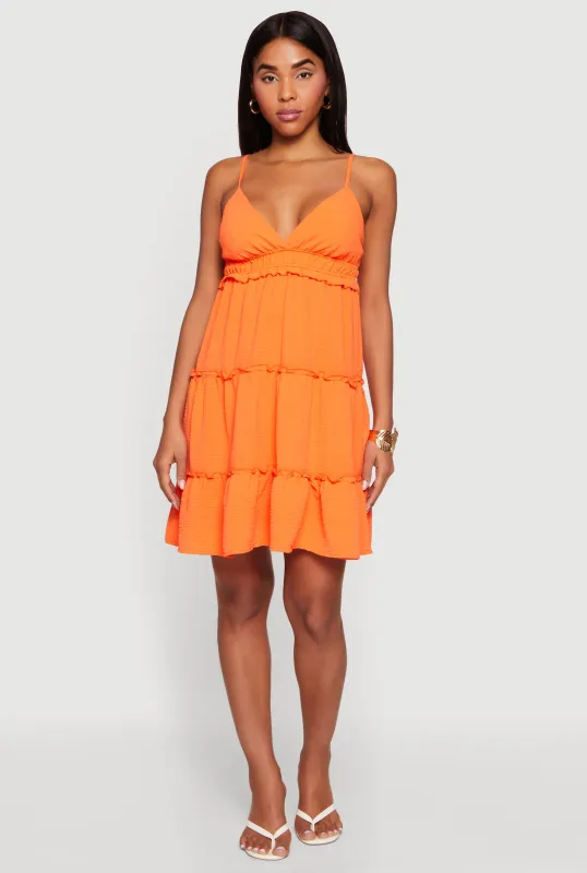 Crepe Knit V Neck Tiered Dress made by Rainbow