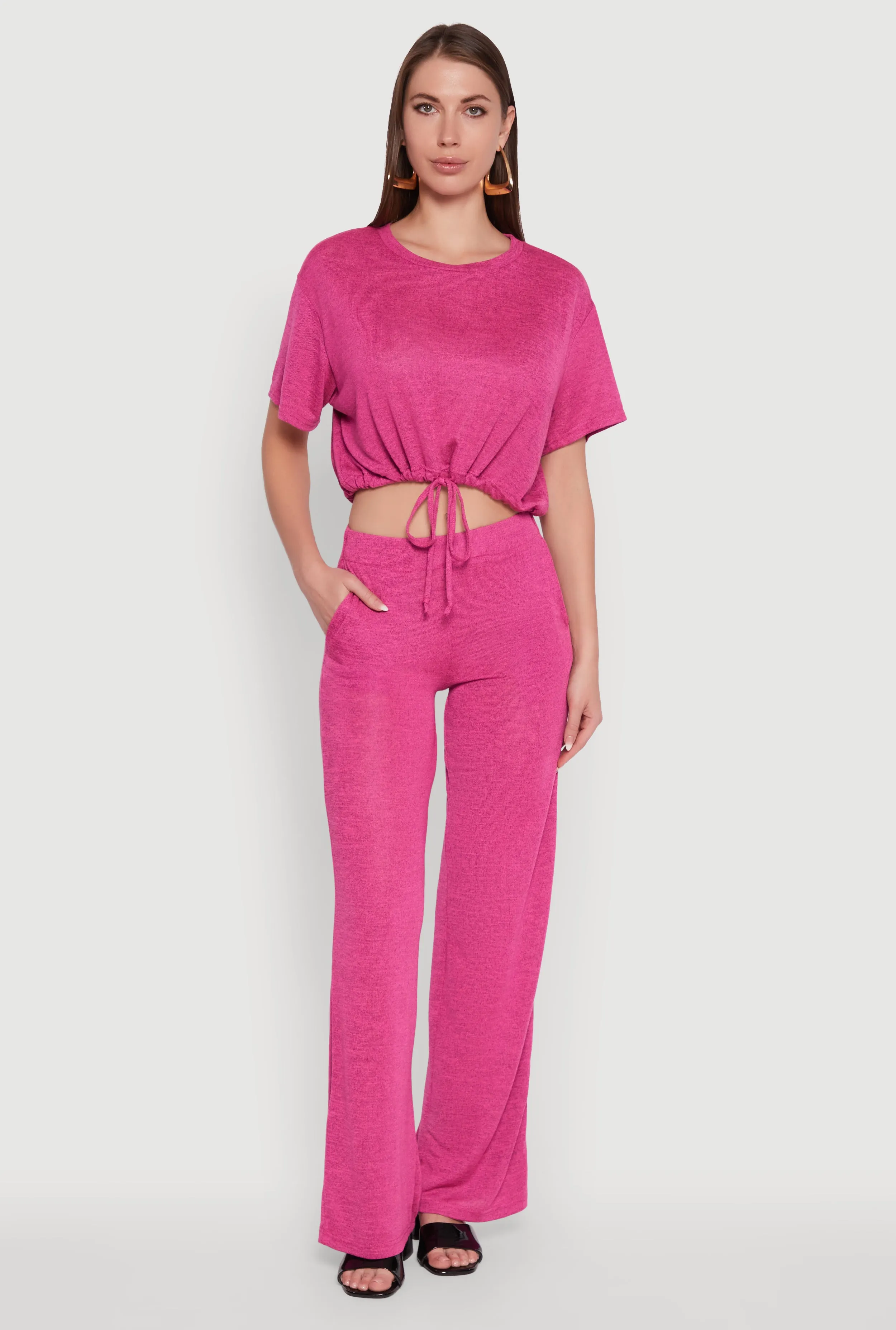 Daisy High Waisted Straight Leg Brushed Knit Pants sold by Rainbow