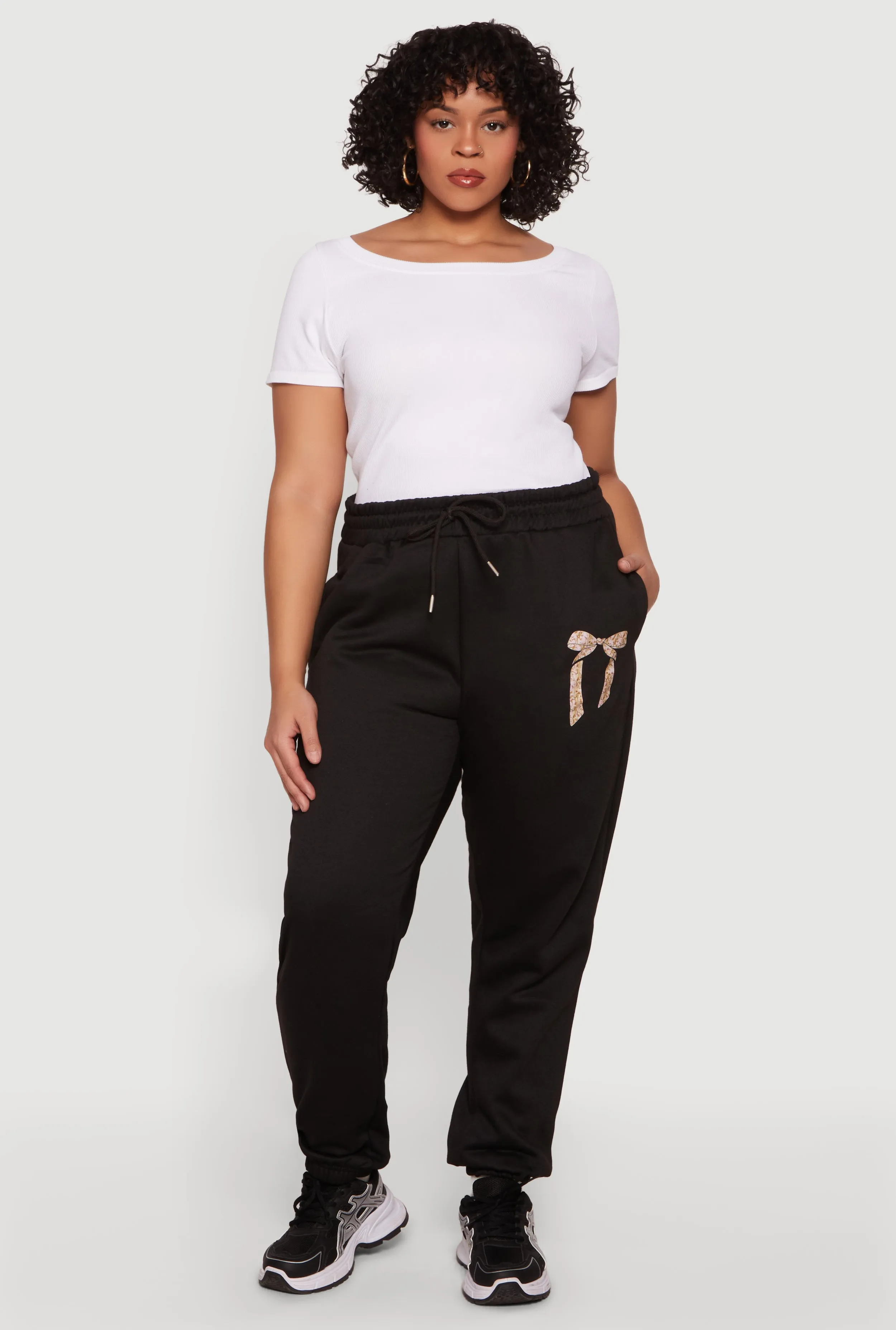 Plus Size Bow Graphic Detail Sweatpants sold by Rainbow